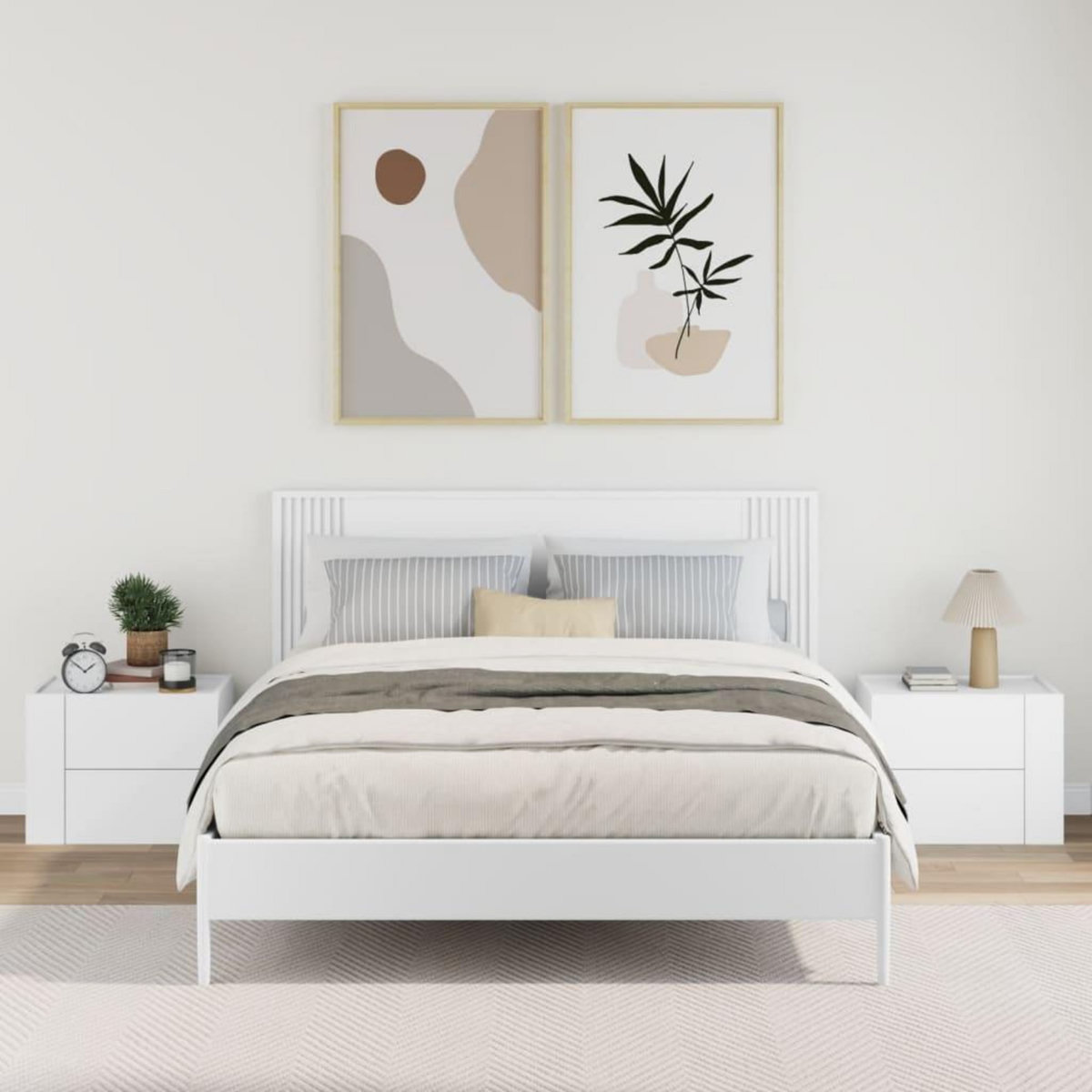 VIDAXL Tables de chevet murales 2 pcs blanc 45x30x35 cm