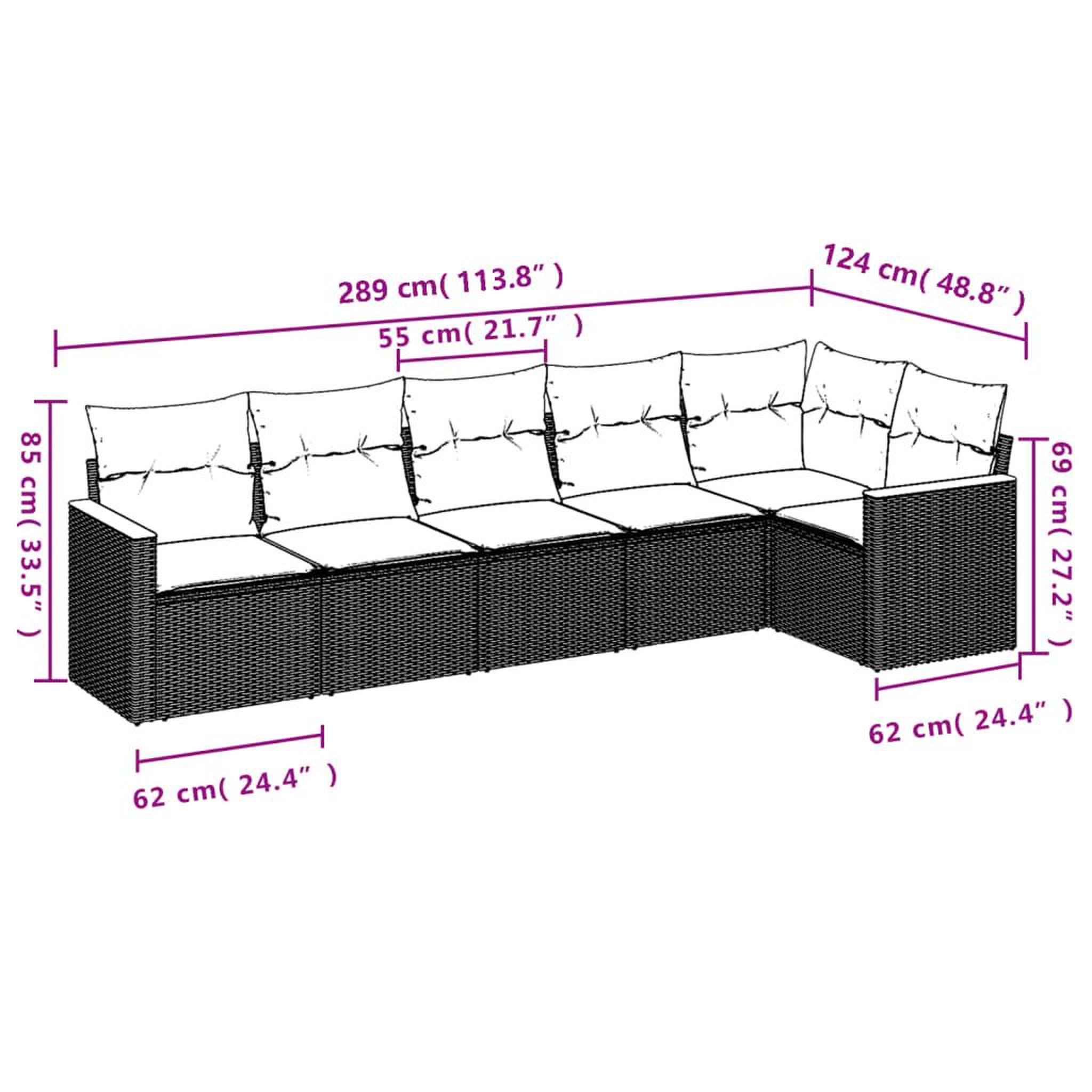 Voir la diapositive 6 : VIDAXL Salon de jardin 6 pcs avec coussins gris resine tressee