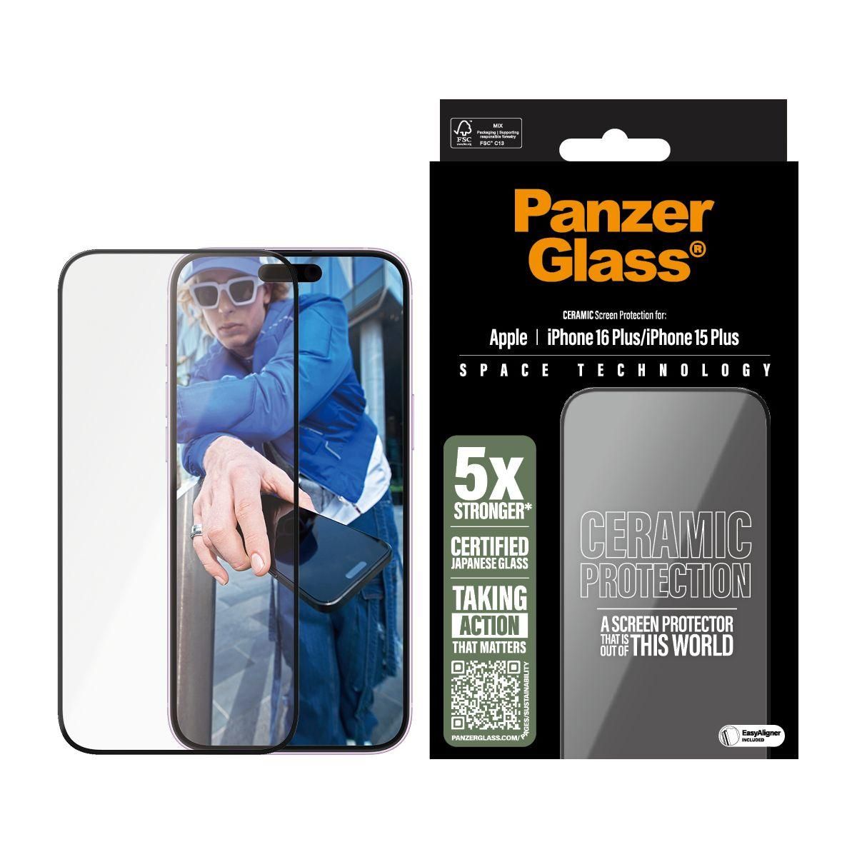 PANZERGLASS Protège écran iPhone 15 Plus 16 Plus Ceramic