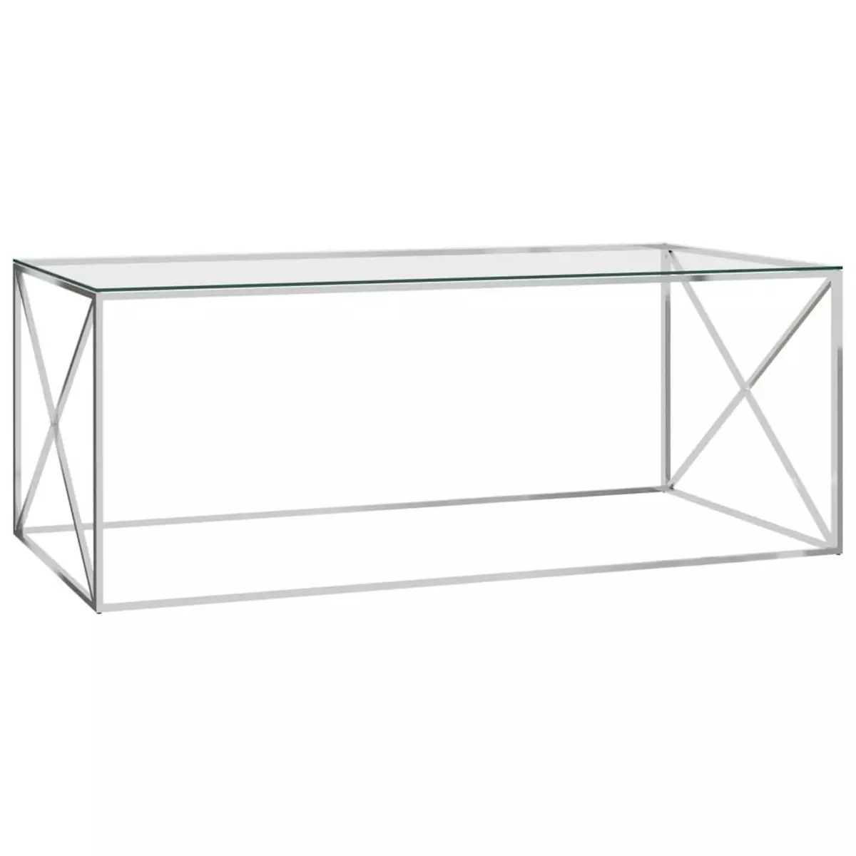 VIDAXL Table basse Argente 120x60x45 cm Acier inoxydable et verre