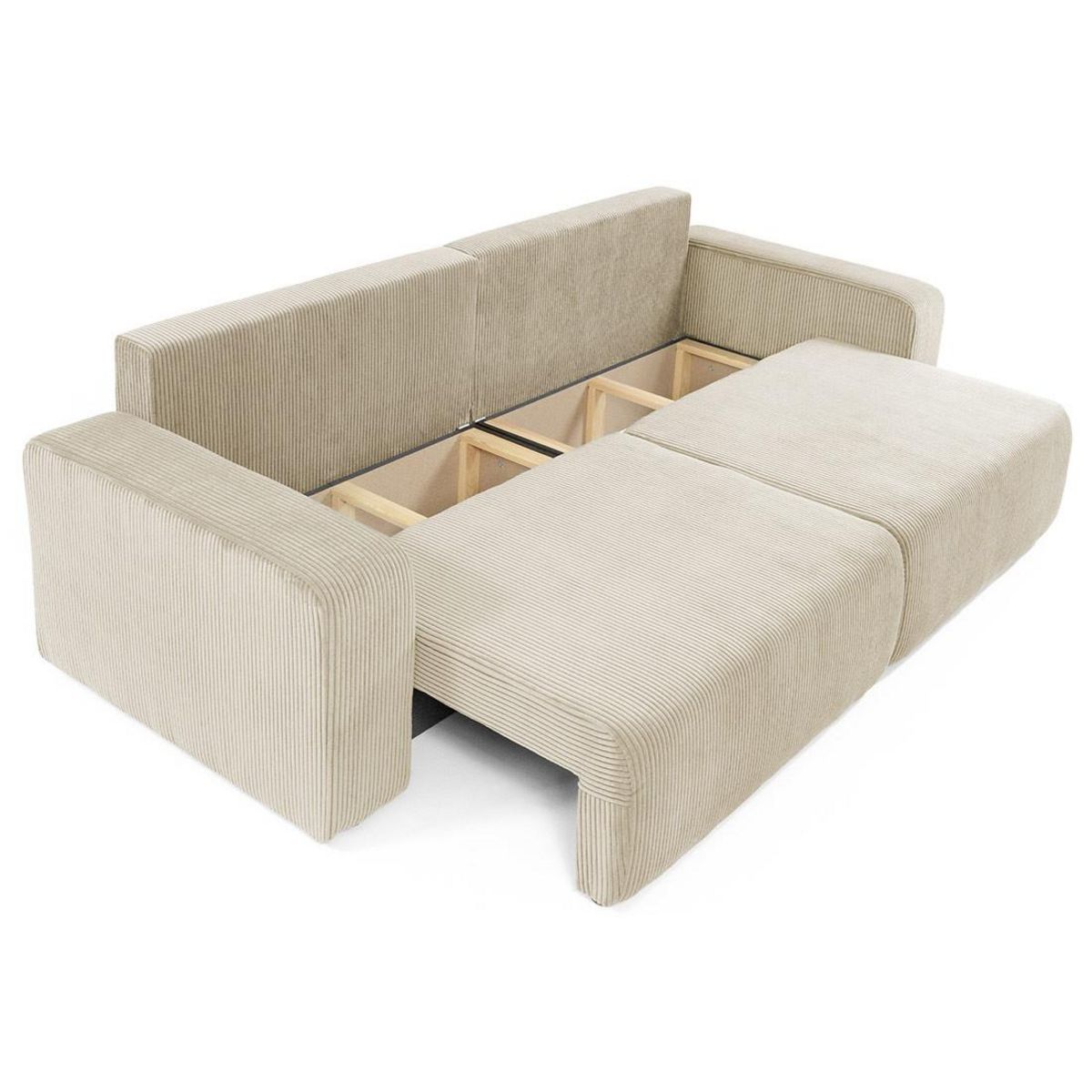 BEST MOBILIER Artemisa - canapé droit 3 places convertible avec coffre en velours côtelé