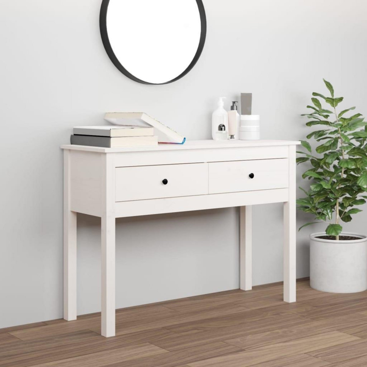 VIDAXL Table console Blanc 100x35x75 cm Bois massif de pin