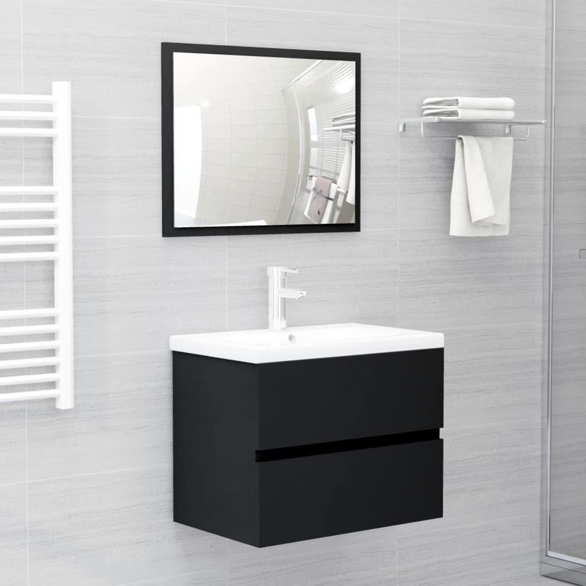 VIDAXL Ensemble de meubles salle de bain 2 pcs noir bois d'ingenierie
