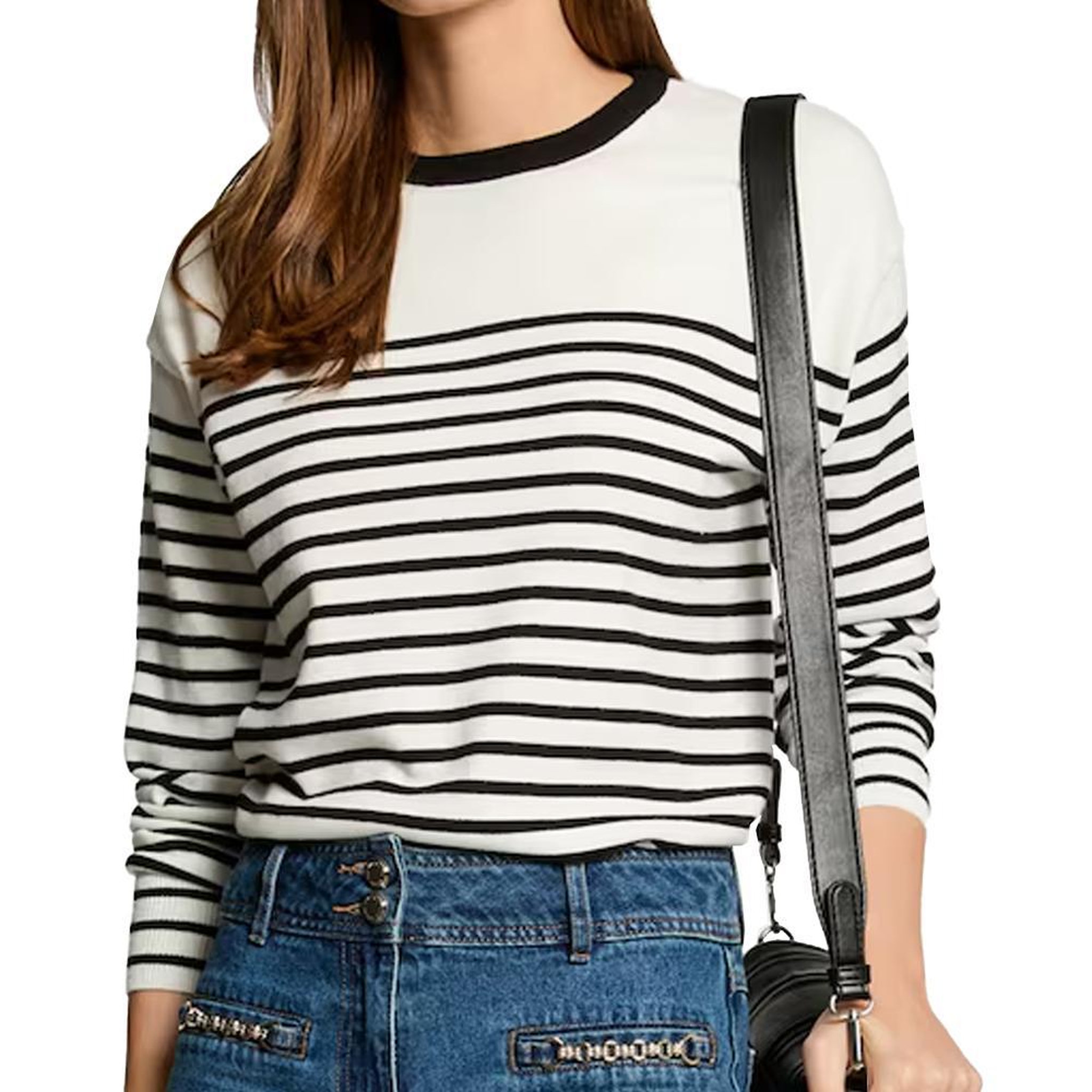 Voir la diapositive 1 : MORGAN Pull Blanc/Bleu Femme Morgan MELENE