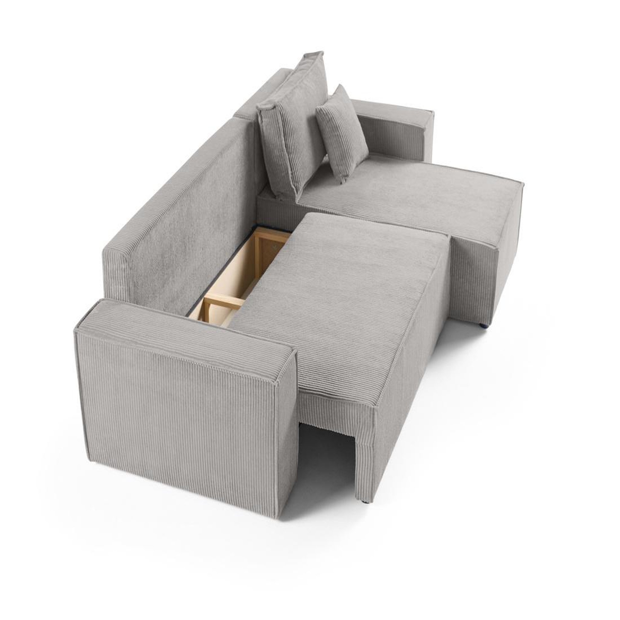 Voir la diapositive 2 : BEST MOBILIER Cezanne - canapé d'angle réversible - 4 places - convertible avec coffre - en velours côtelé