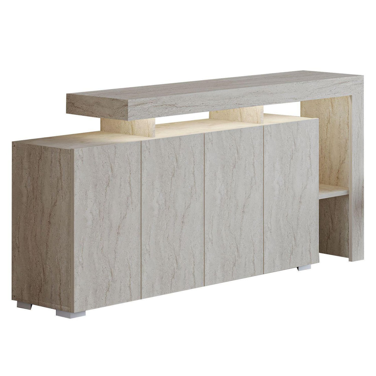 Habitat et Jardin Buffet en bois  Beliz  - 170 x 35 x 80 cm - Travertin