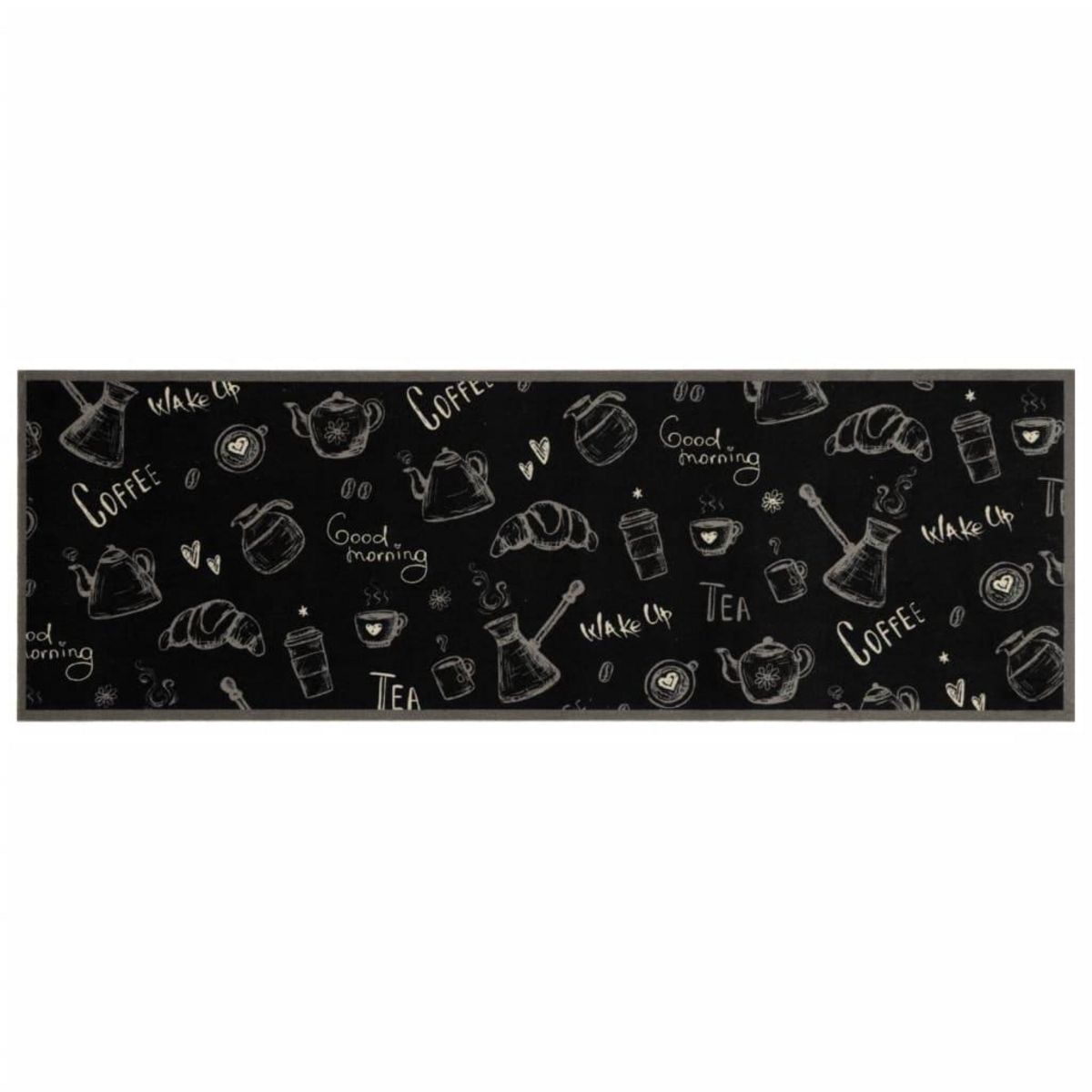 VIDAXL Tapis de cuisine lavable imprime Morning noir 60x180 cm velours