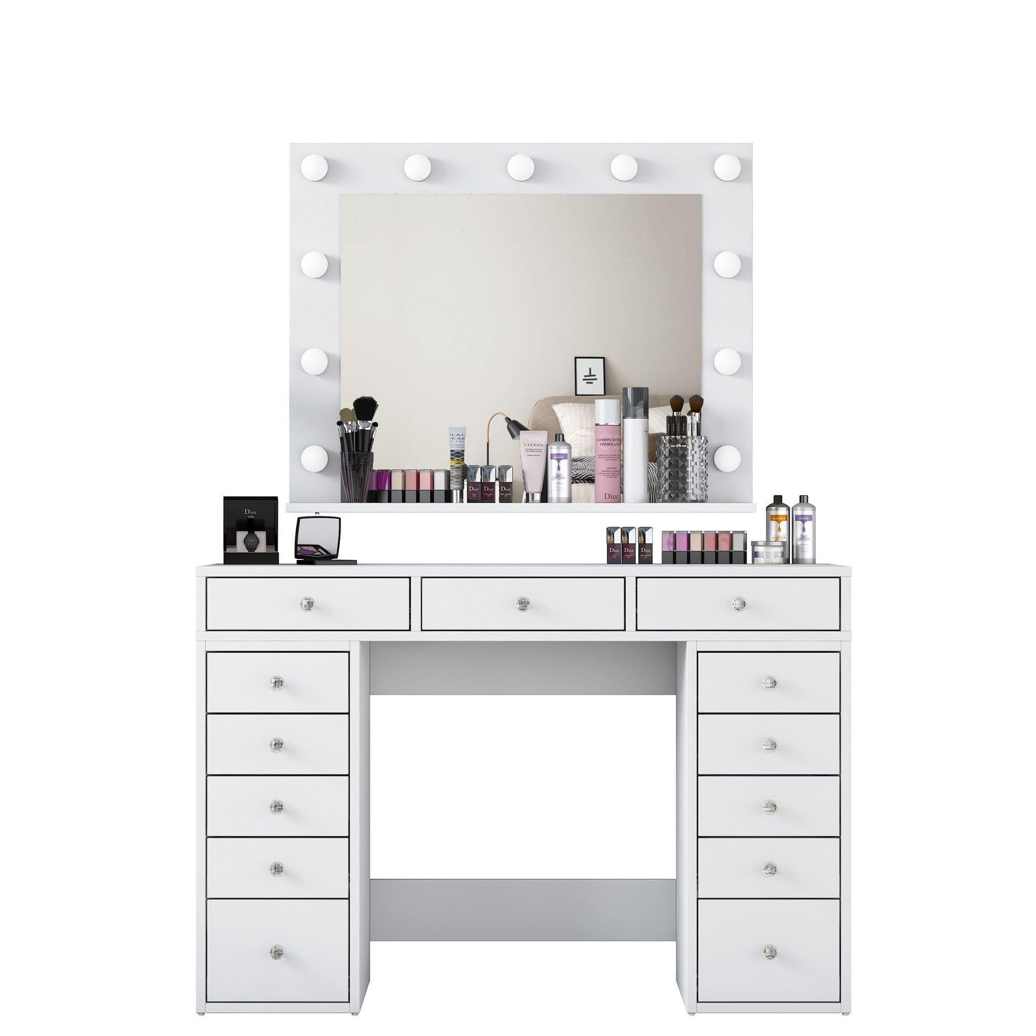 Habitat et Jardin Coiffeuse avec miroir en bois  sirma  - 120 x 44 x 82 cm - blanc