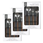 TOILINUX Lot de 3 Ménagères effet Bois - 48 couverts - Marron