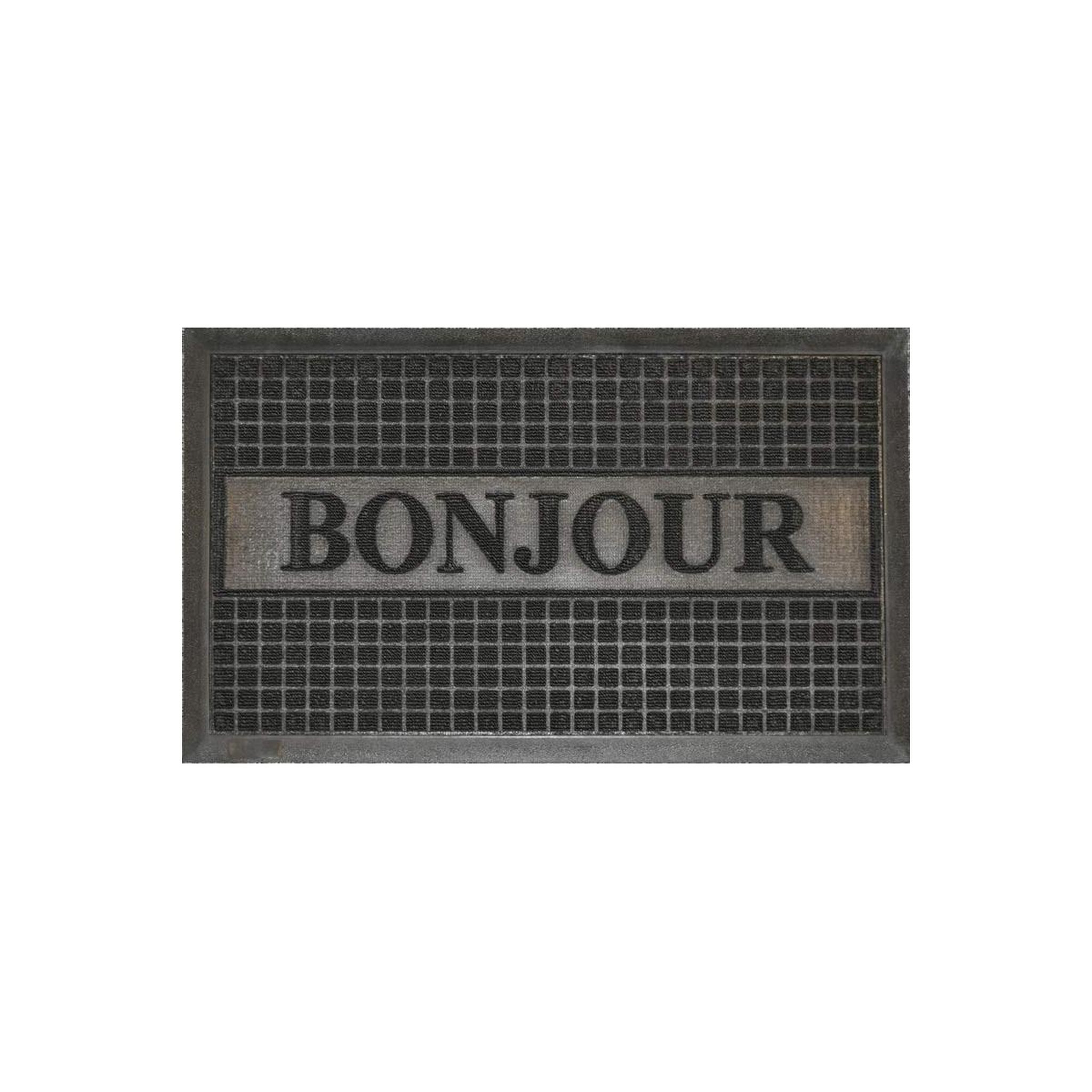 Douceur d'Intérieur Tapis d'Entrée  Bonjour  45x75cm Noir