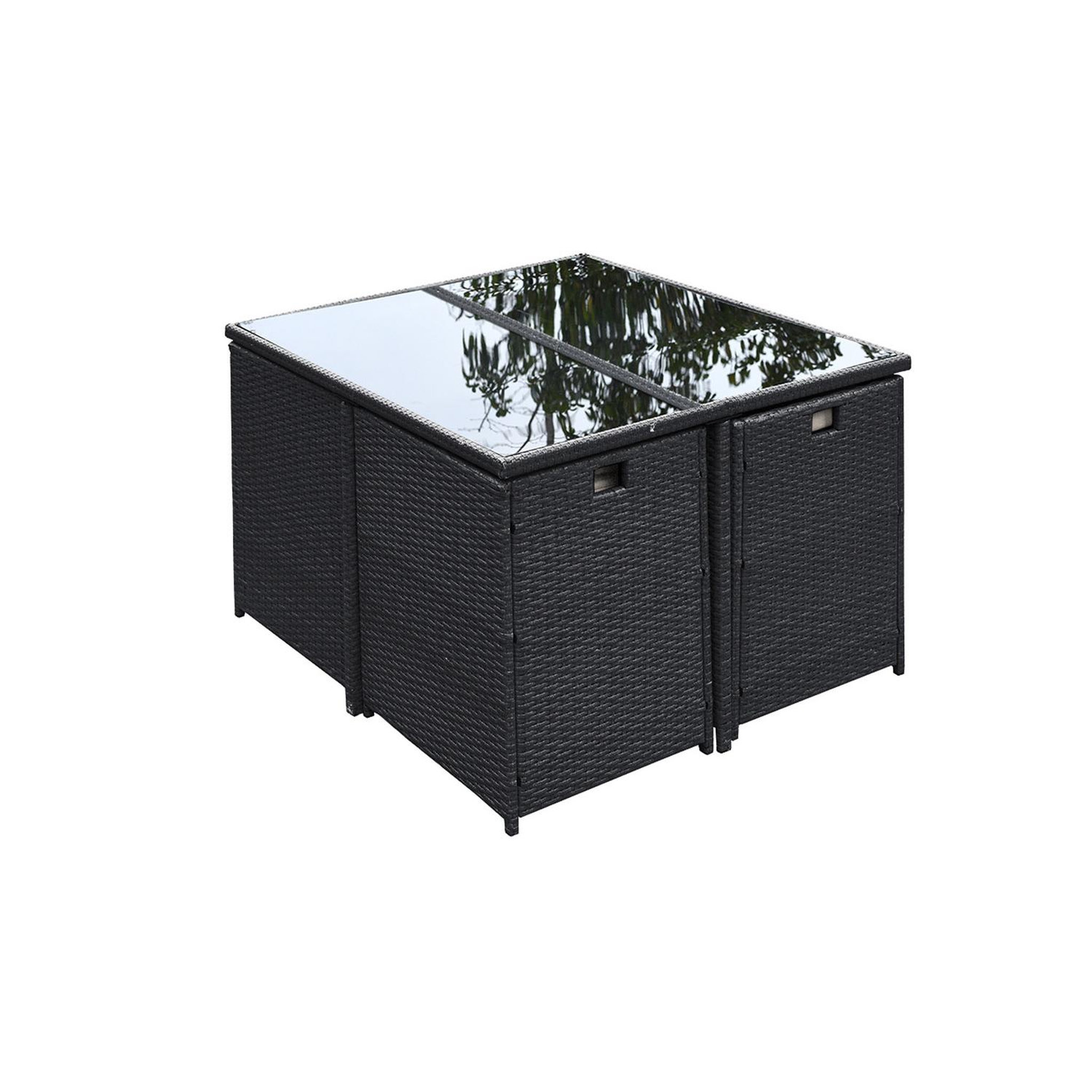 Voir la diapositive 3 : CONCEPT USINE Table et chaises 8 places en résine tressée noir et gris FLORIDA