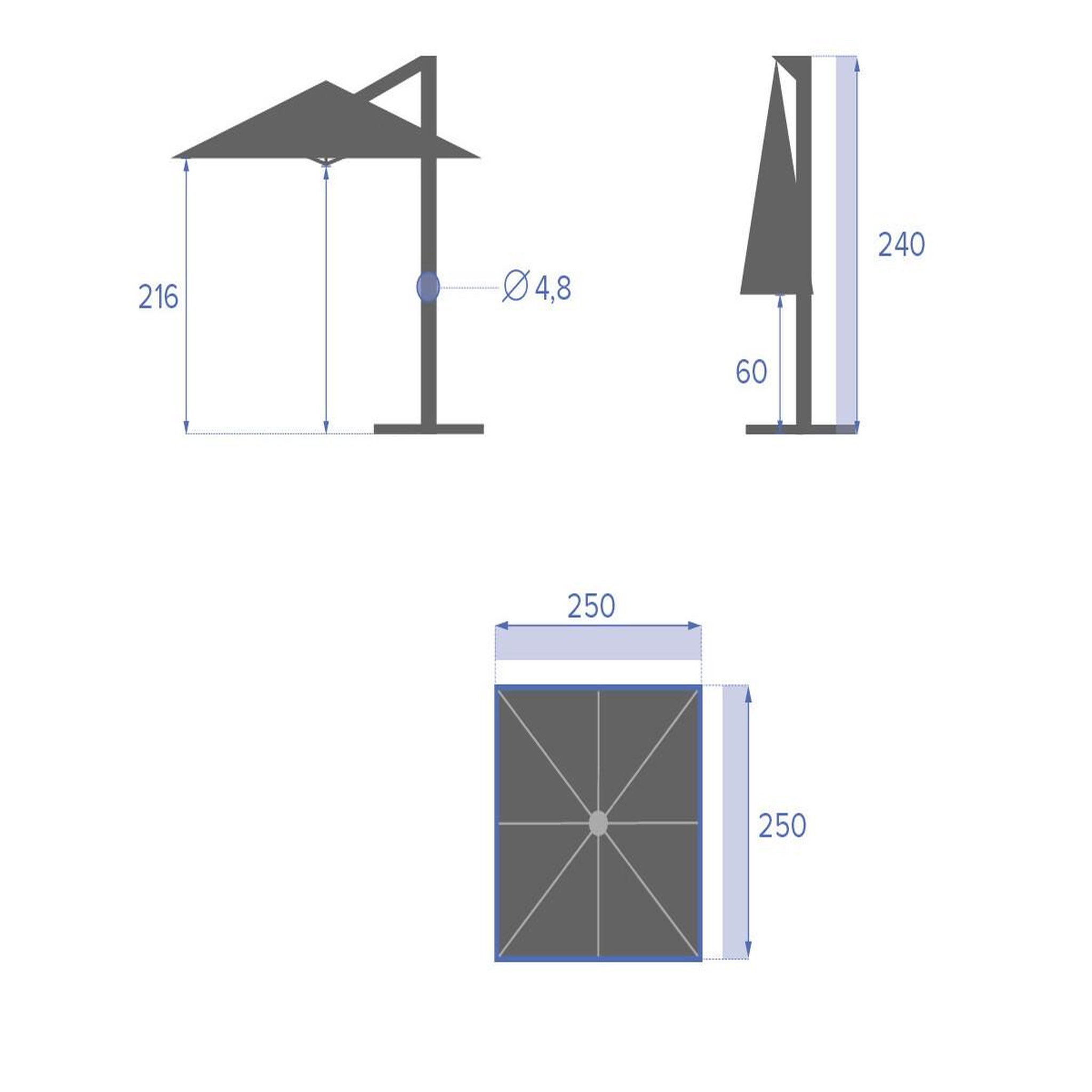 Voir la diapositive 5 : HESPERIDE Parasol déporté carré Manoa Olive - 2,5 x 2,5 m - Hespéride