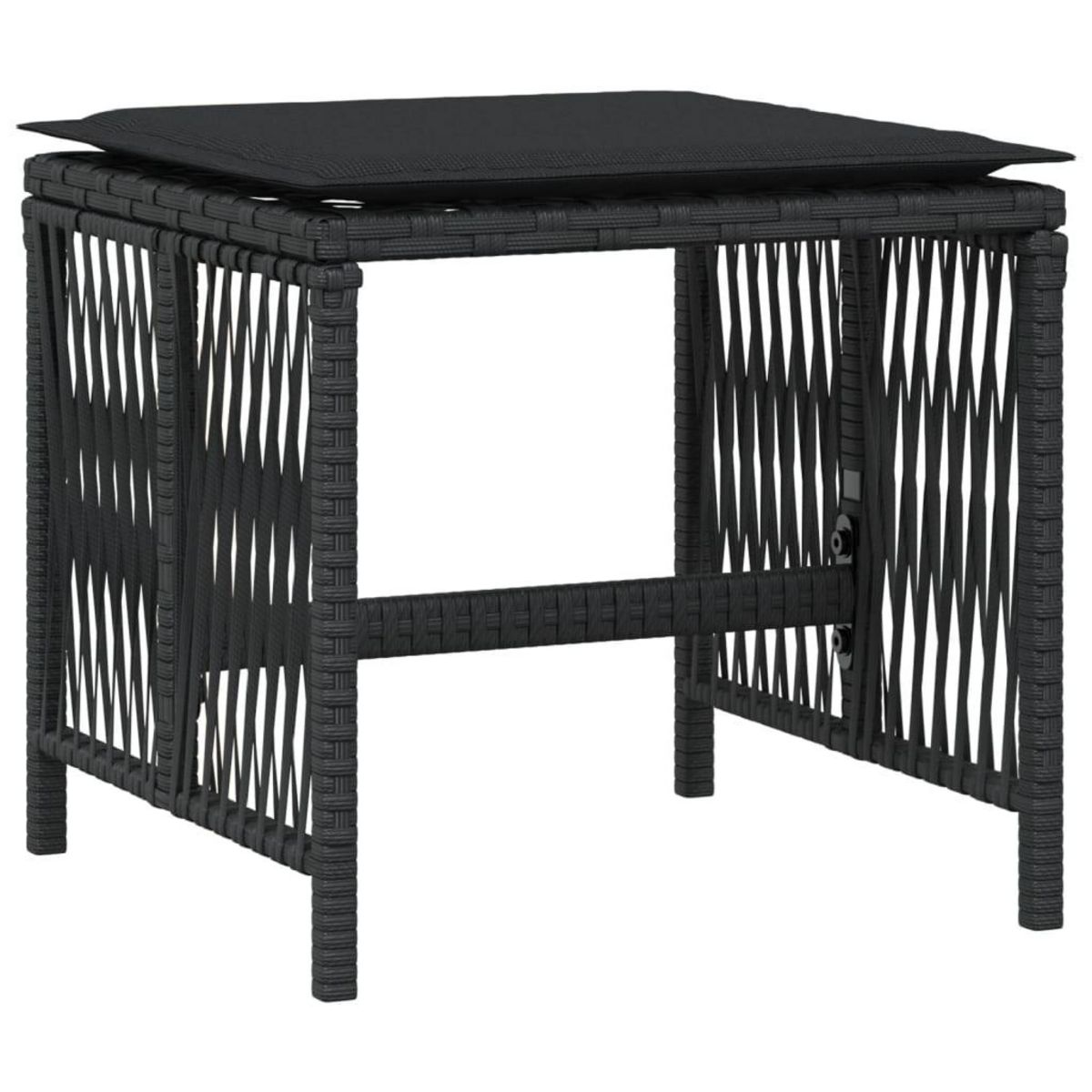 VIDAXL Tabourets de jardin et coussins lot de 4 noir 41x41x36 cm rotin