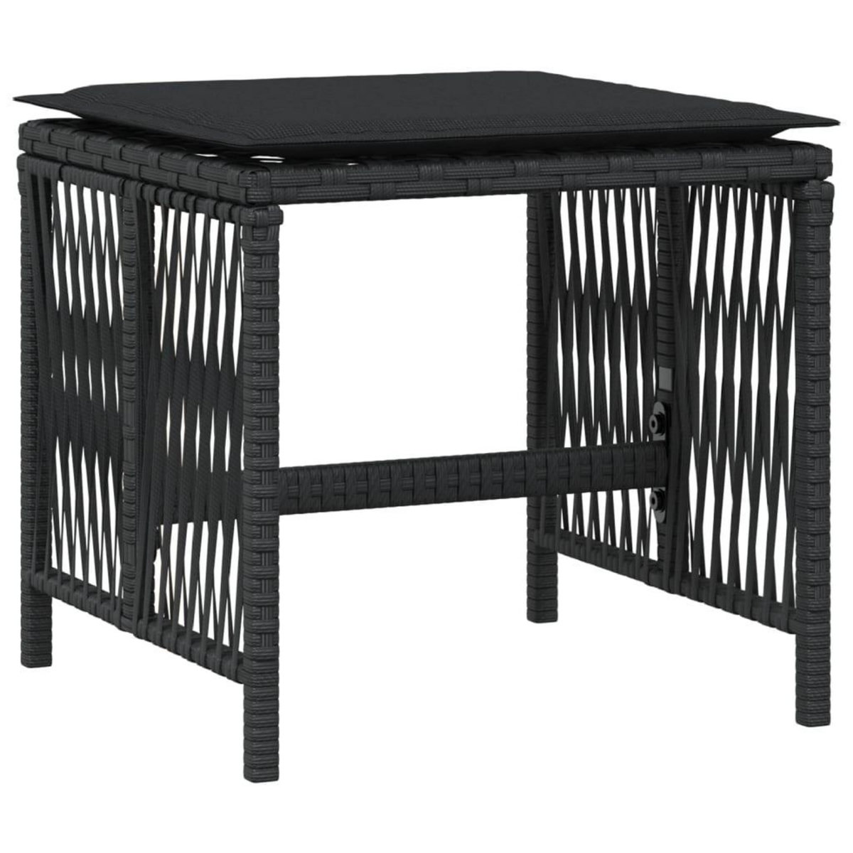 VIDAXL Tabourets de jardin et coussins lot de 4 noir 41x41x36 cm rotin