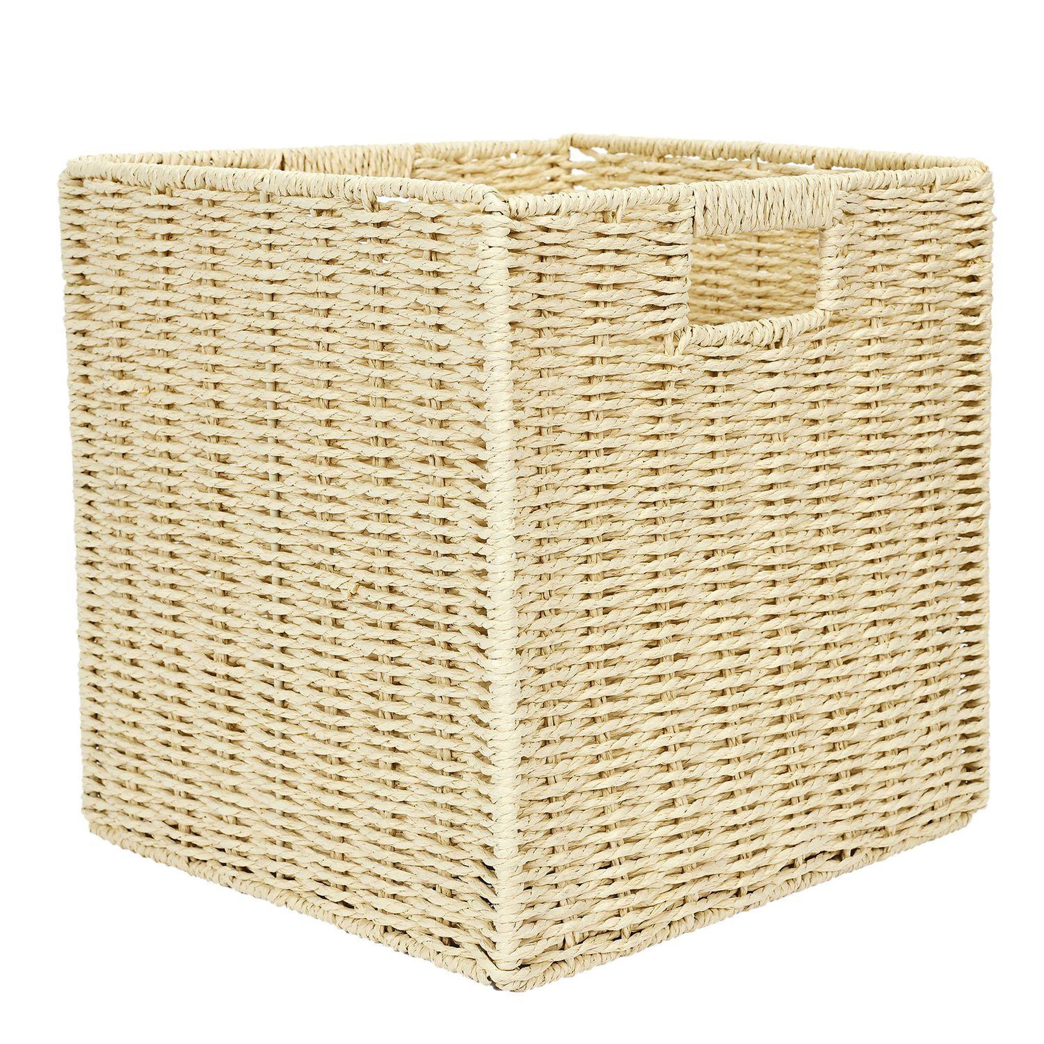 Voir la diapositive 6 : TOILINUX Lot de 4 Cubes de rangement tressés pliables - 30 x 30 cm - Beige
