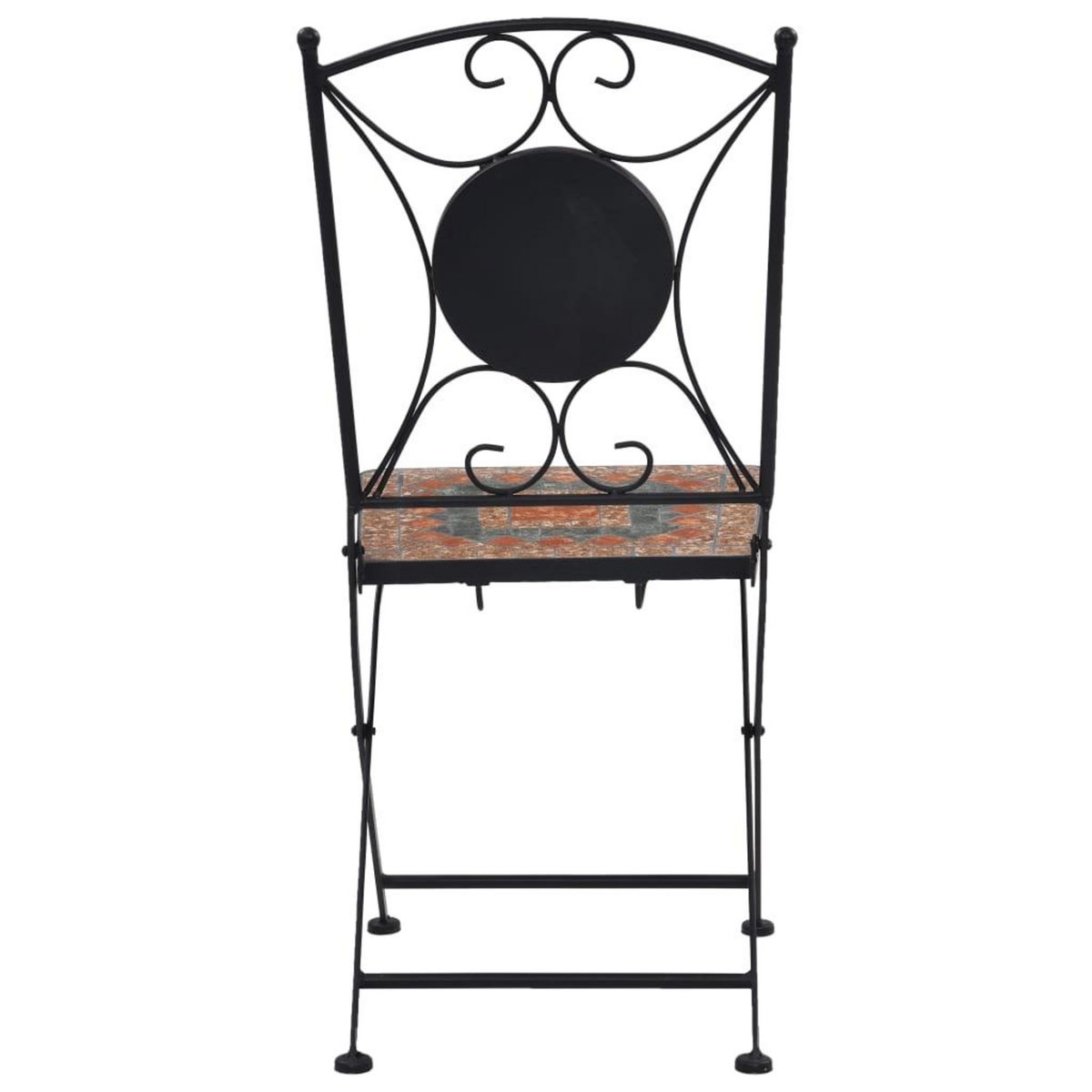 VIDAXL Chaises de bistrot mosaïque lot de 2 Orange et gris