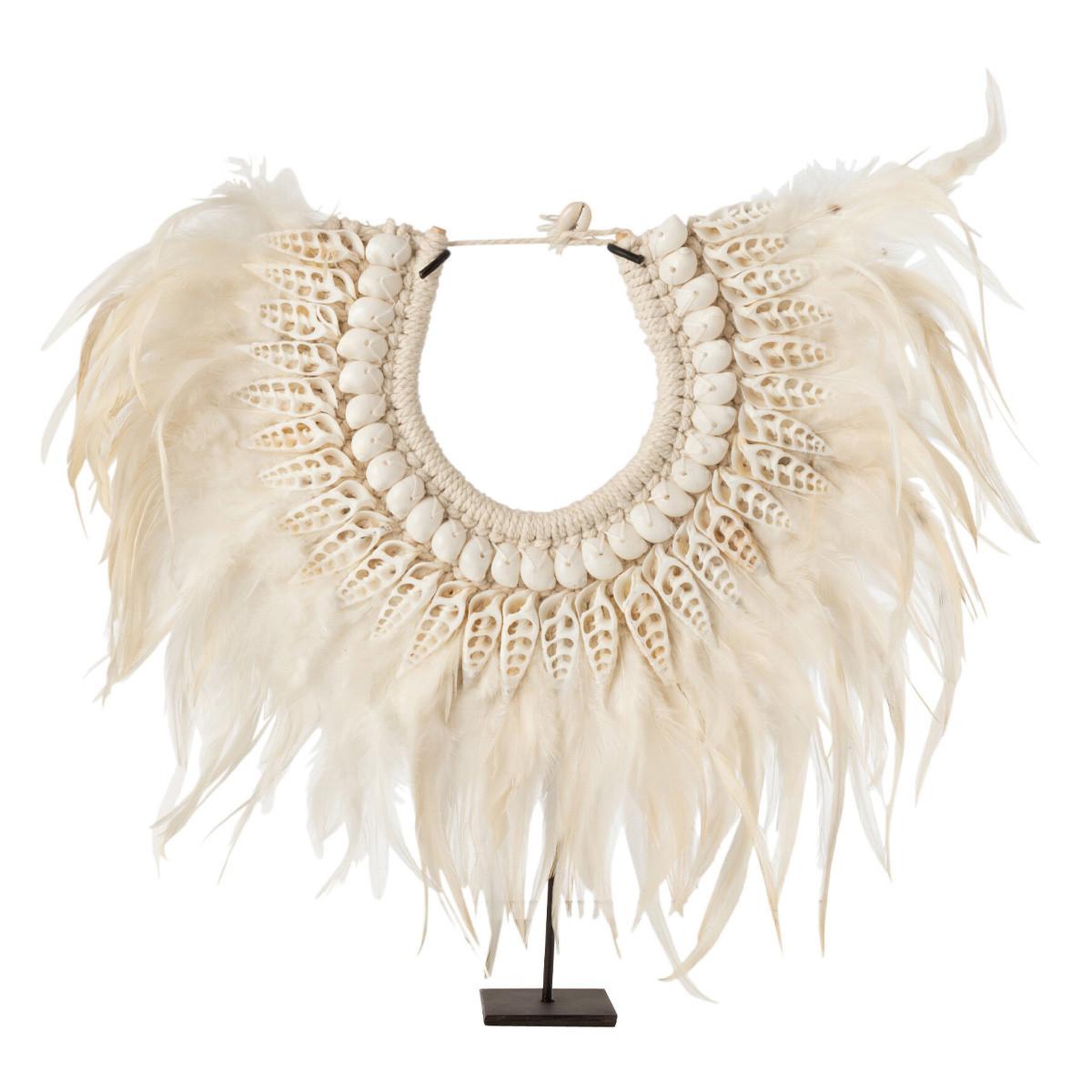 Voir la diapositive 1 : J-LINE Collier Déco en Bois  Dora  38cm Blanc