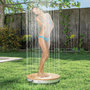 Voir la diapositive 2 : OUTSUNNY Douche de jardin portable dia. 70,5 cm réglable max. 4 m - douche inversée - alu plastique effet bois