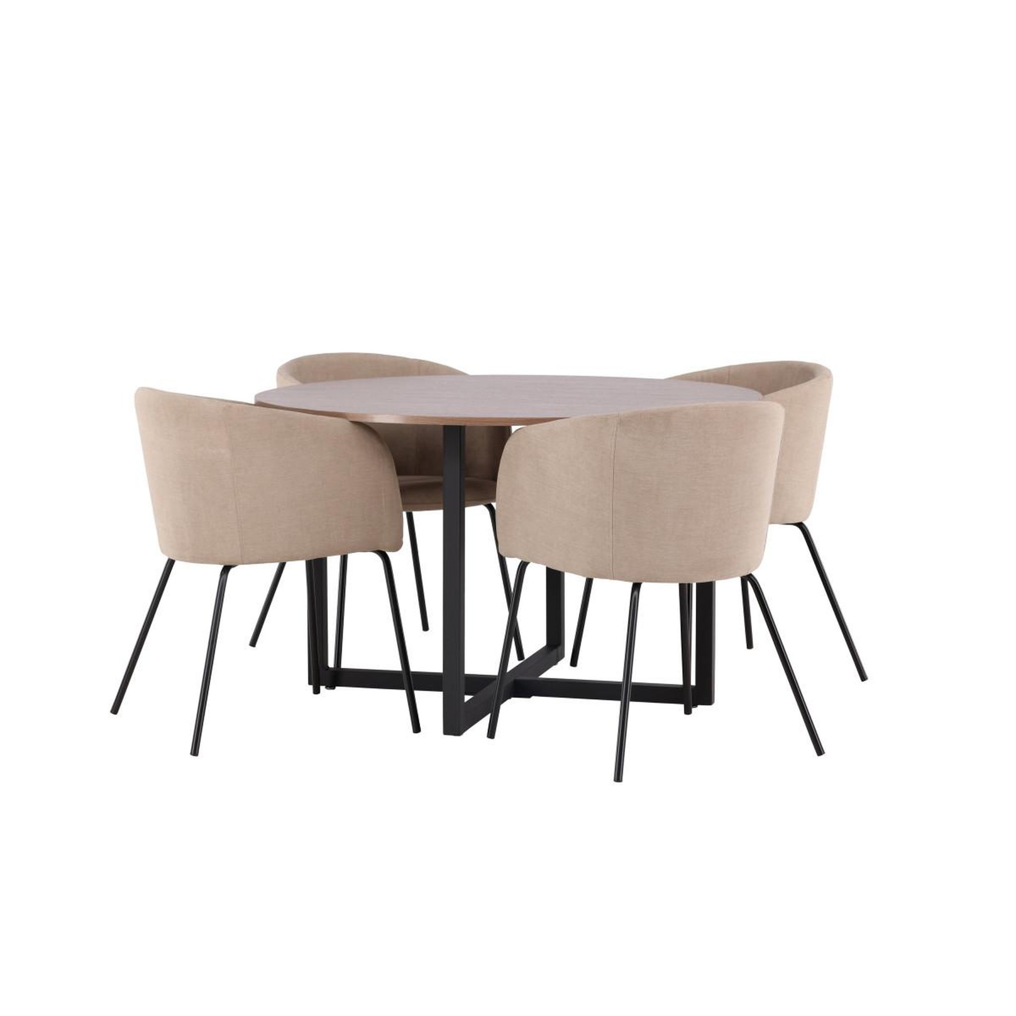Voir la diapositive 3 : Paris Prix Ensemble table à manger & 4 chaises  durango & berit  120cm noyer & beige