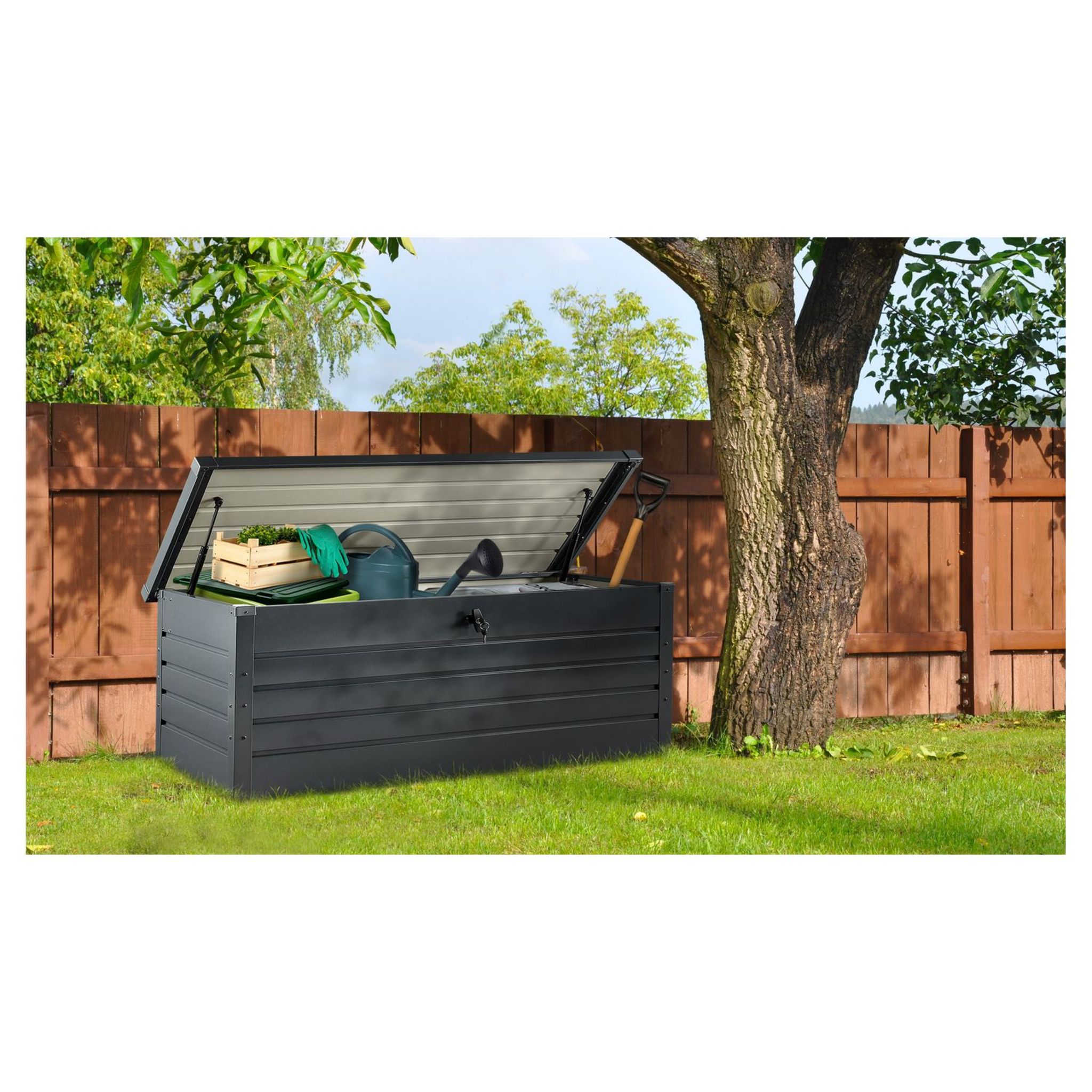 Jardikt Coffre de rangement jardin métal - Anthracite - 600L