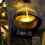 Voir la diapositive 4 : OUTSUNNY Fontaine de jardin à énergie solaire - fontaine cascade 5 niv. LED pompe incluse - résine gris marron