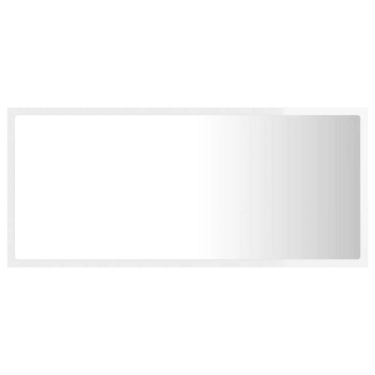 VIDAXL Miroir à LED de bain Blanc brillant 90x8,5x37 cm Acrylique