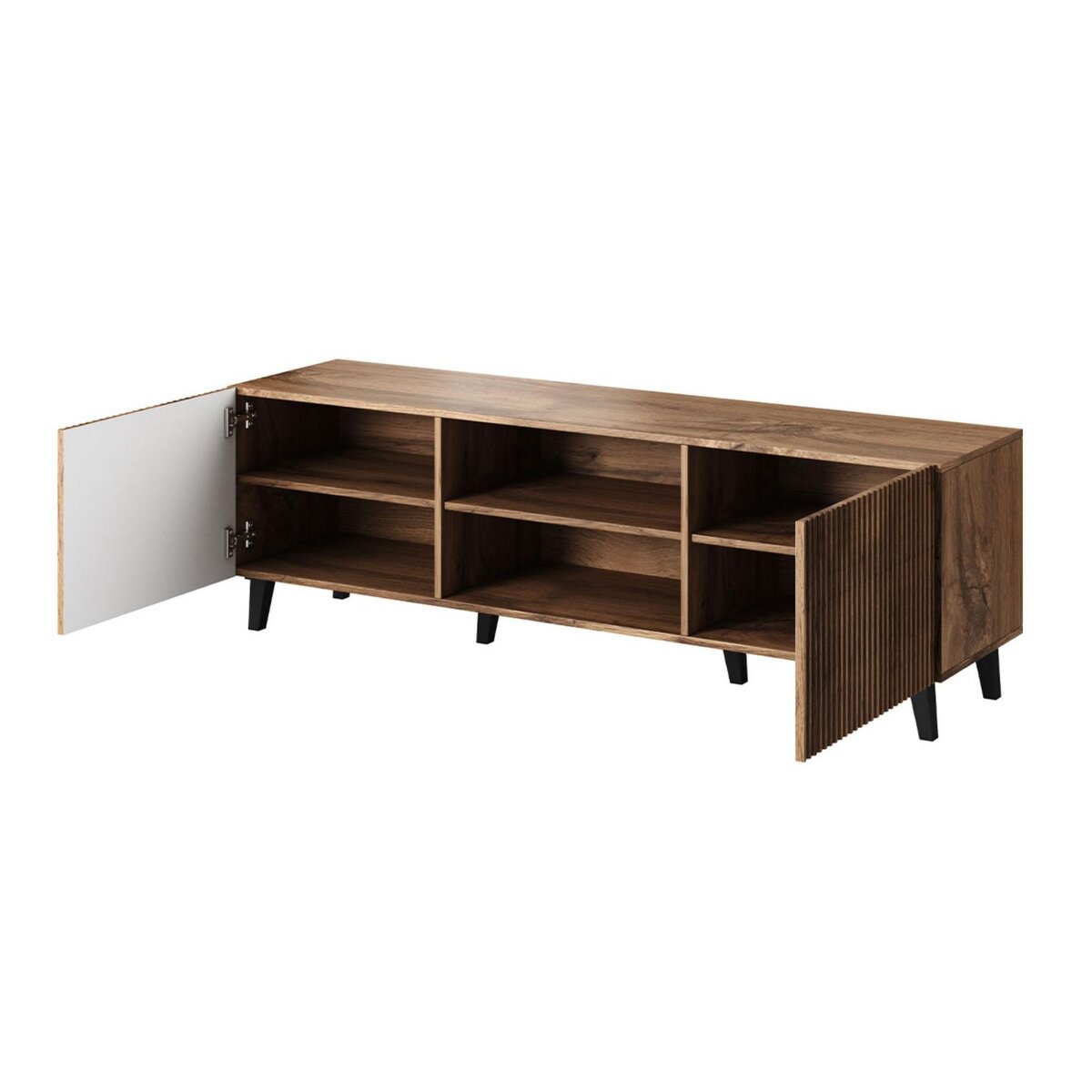 BEST MOBILIER Come - meuble tv - effet bois - 2 portes et 2 niches - 150 cm