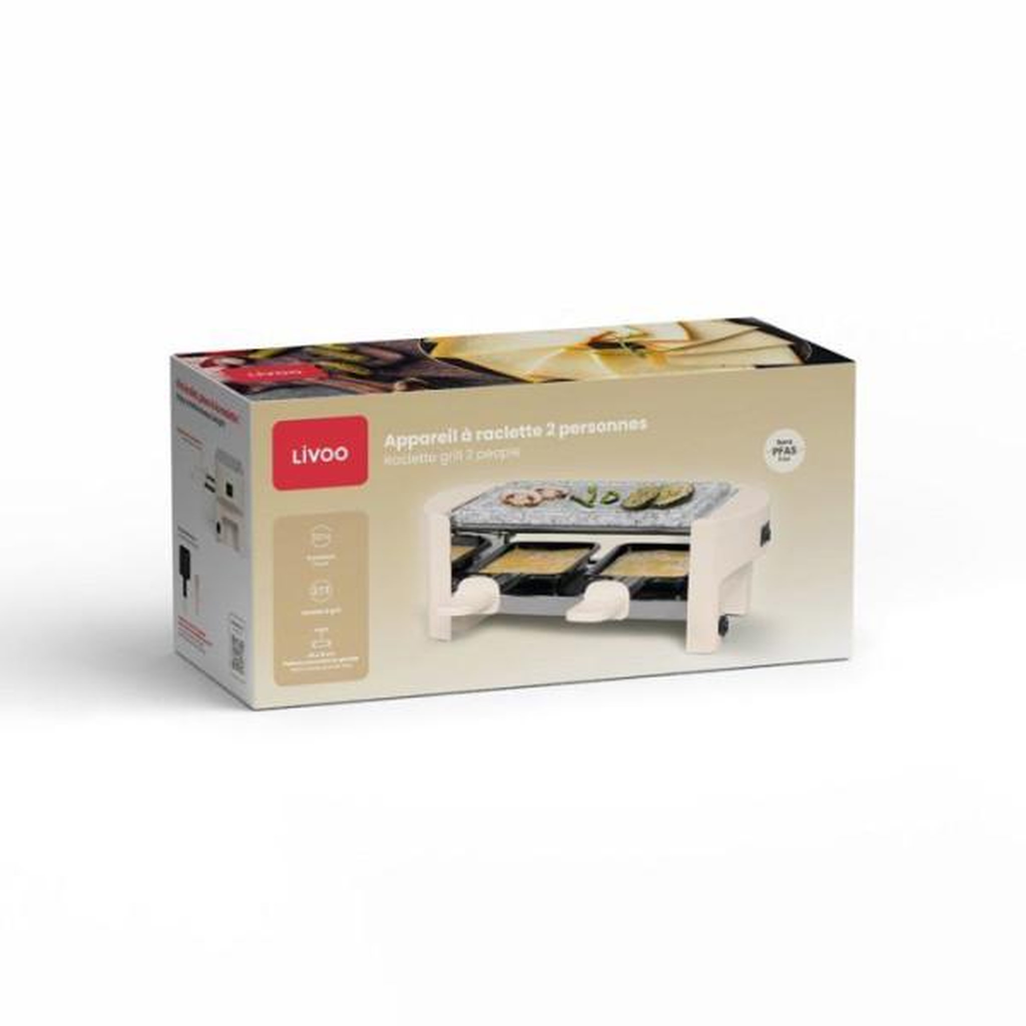 Voir la diapositive 6 : LIVOO Appareil à raclette 2 personnes 320w creme - DOC369C