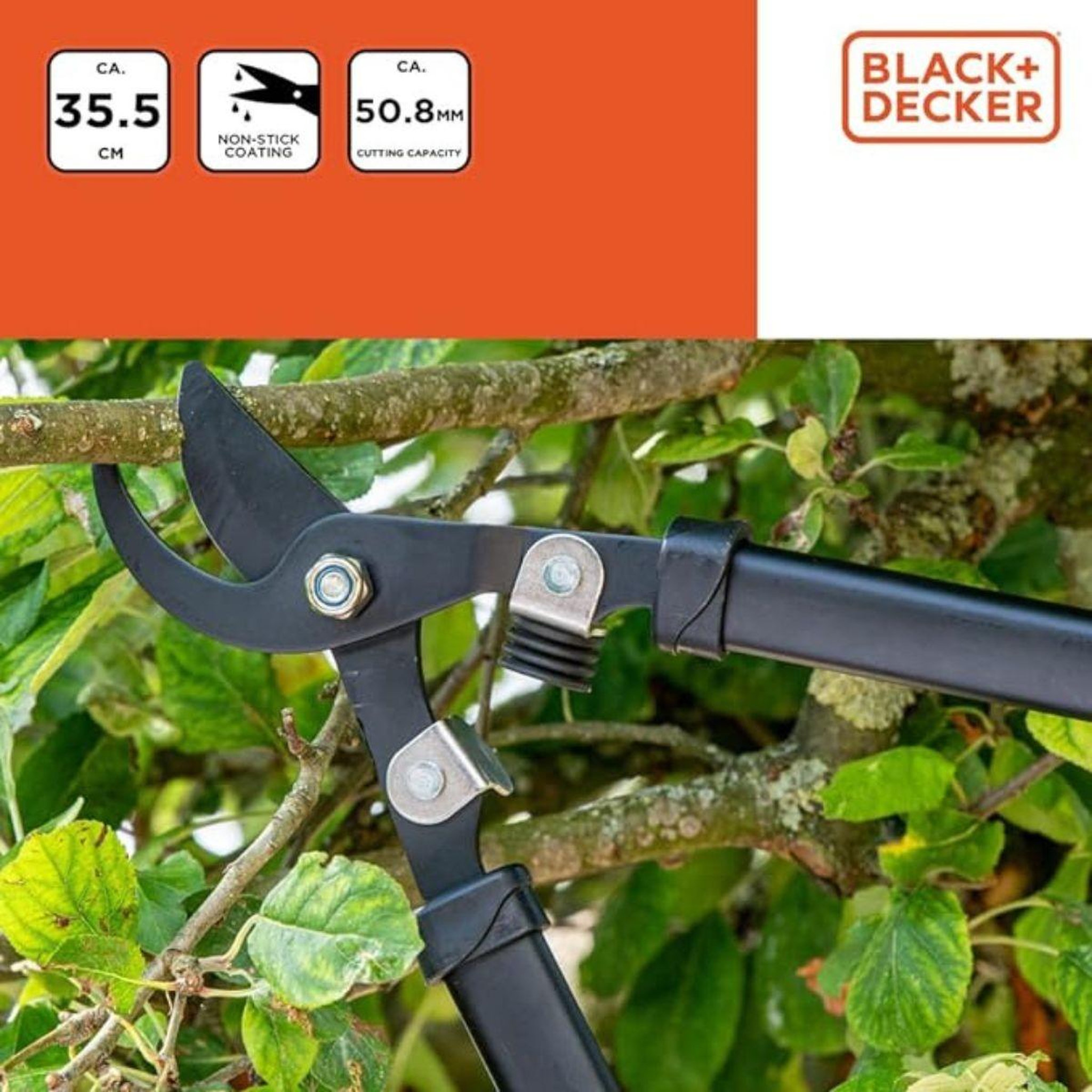 Voir la diapositive 4 : Black et Decker Coupe branches 35.5cm Diamètre de coupe 50mm Black et Decker