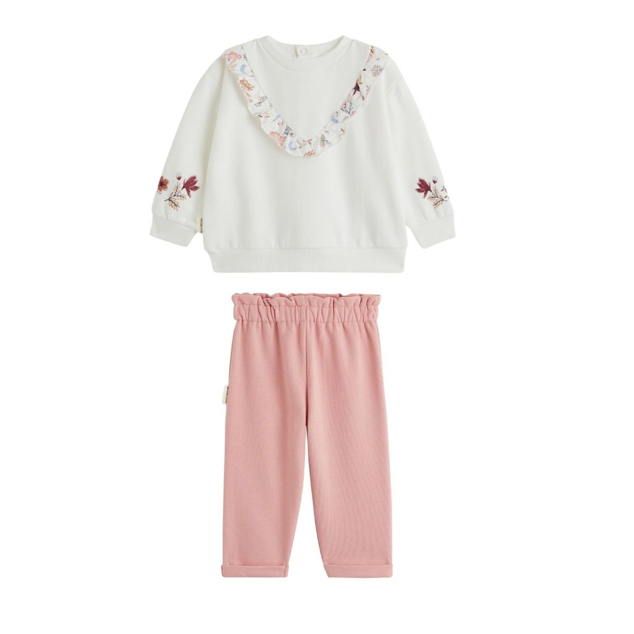 PETIT BEGUIN Ensemble bébé sweat et pantalon en molleton Cléo. Coloris disponibles : Rose
