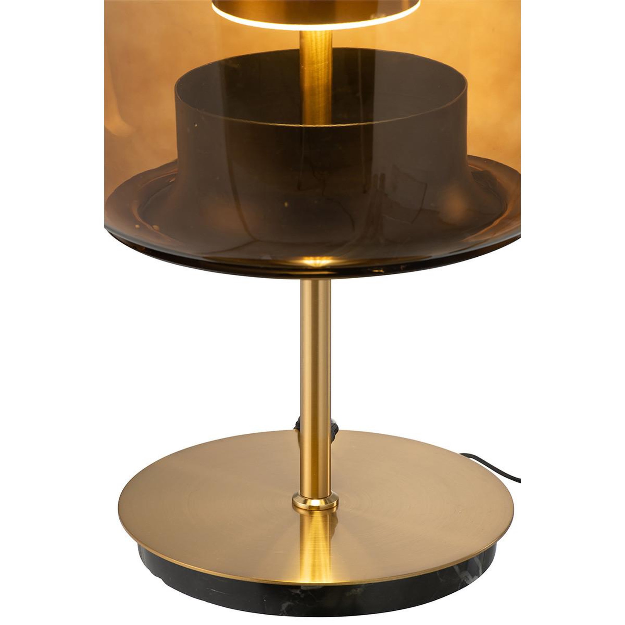 Voir la diapositive 3 : J-LINE Lampe à poser en verre à led  omar  58cm marron