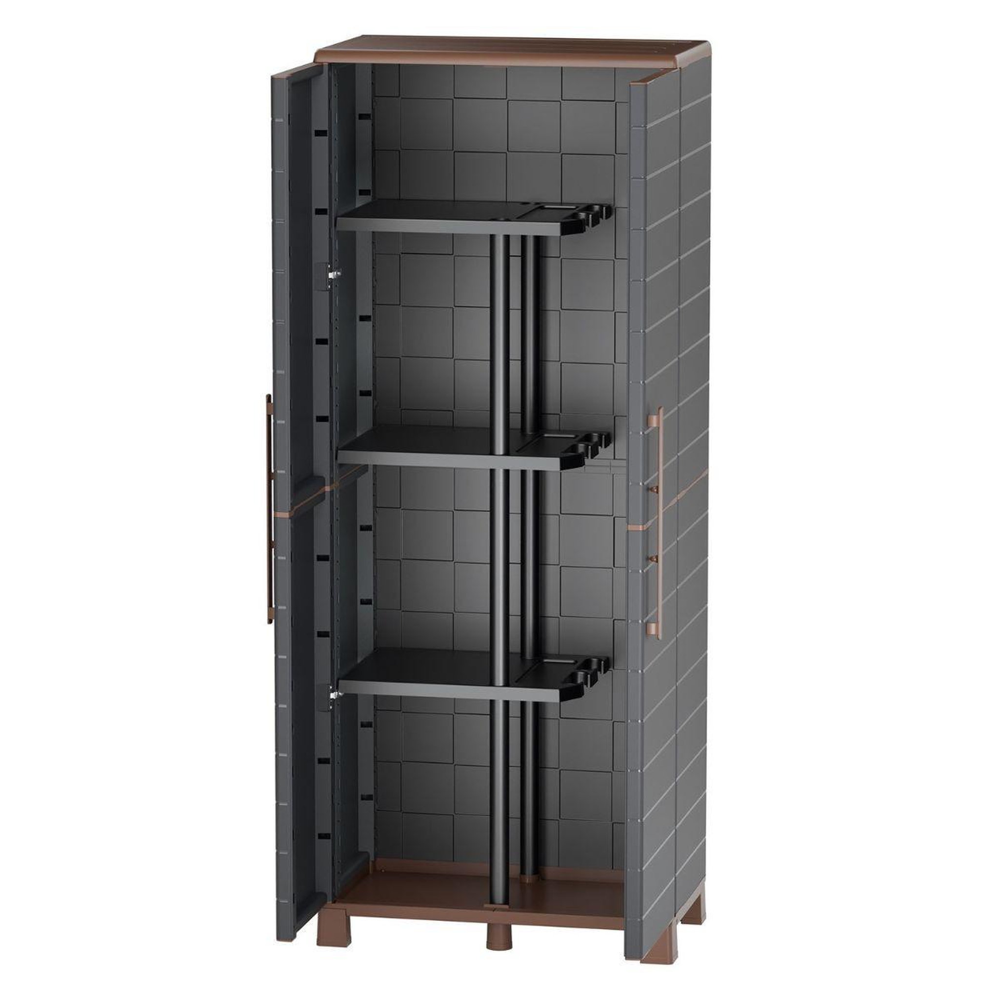 Voir la diapositive 2 : ART PLAST Armoire à balais + 3 etagères amovibles anthracite 68 x 37 x 169 cm - placard à balais charge 60kg garage buanderie artplast