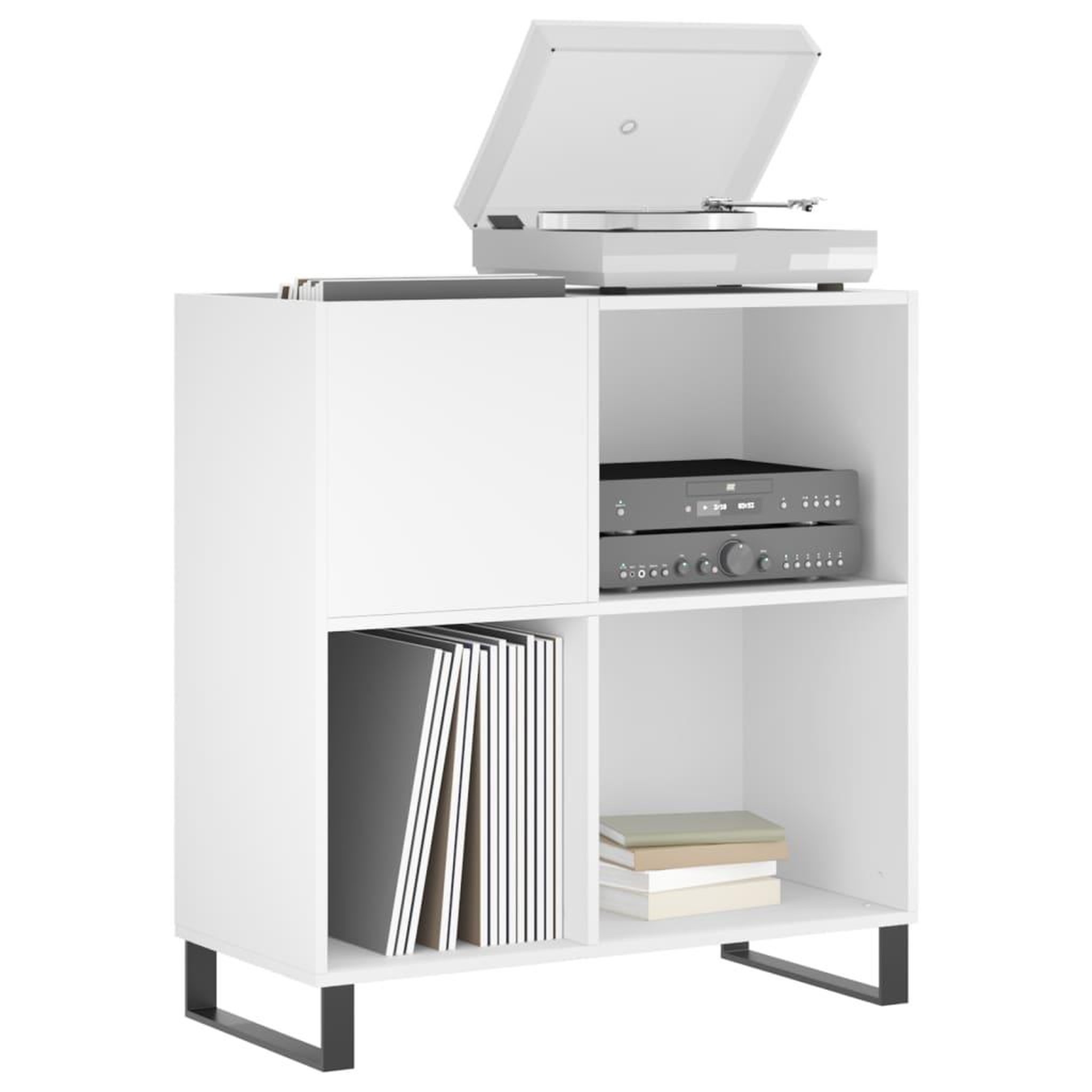 Voir la diapositive 3 : VIDAXL Armoire a disques blanc 84,5x38x89 cm bois d'ingenierie