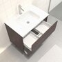  Pack Meuble de salle de bain 80x50 cm Graphite + vasque verre blanc + miroir LED 80x70