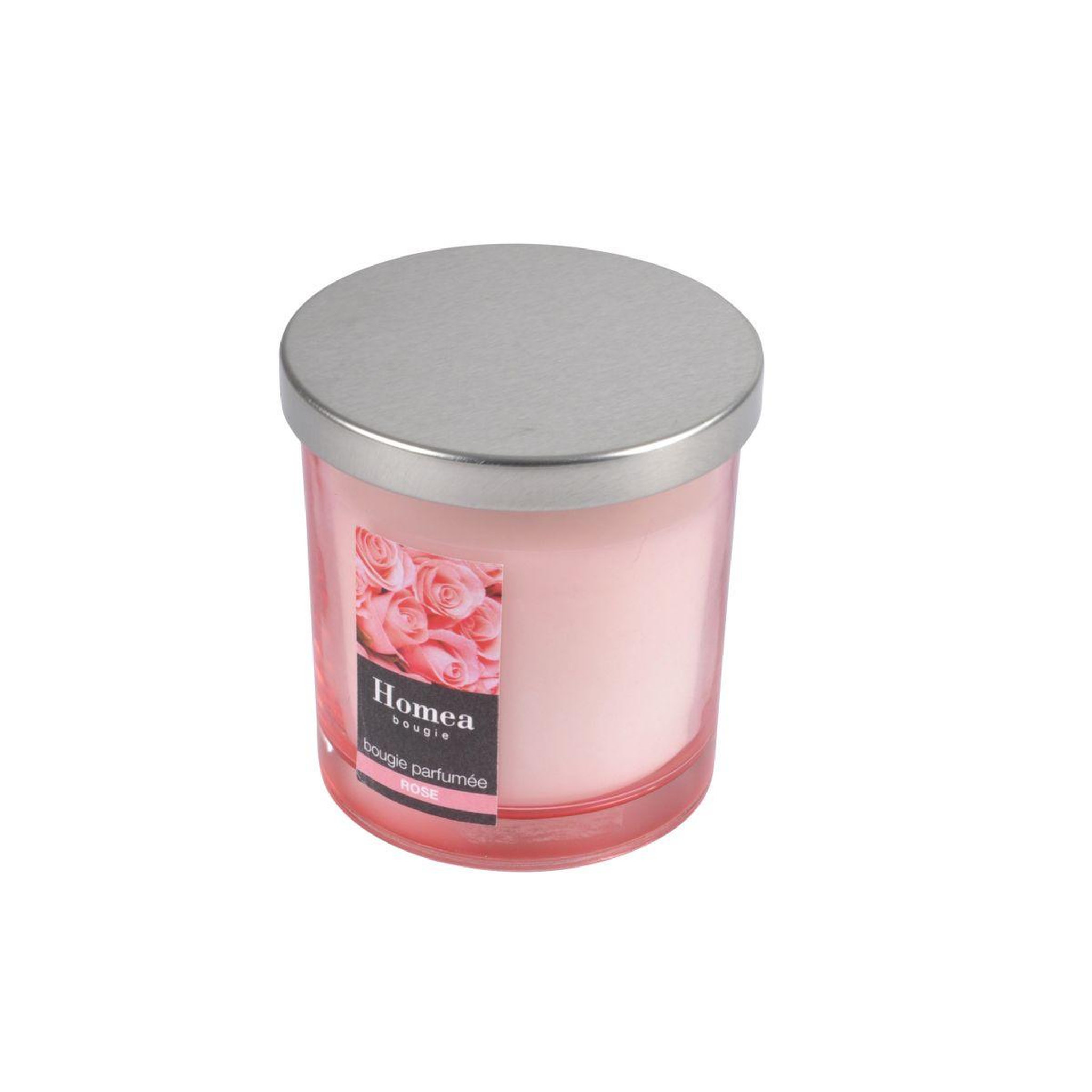 Voir la diapositive 2 : HOMEA Bougie parfumée couvercle  essentiel  8cm rose