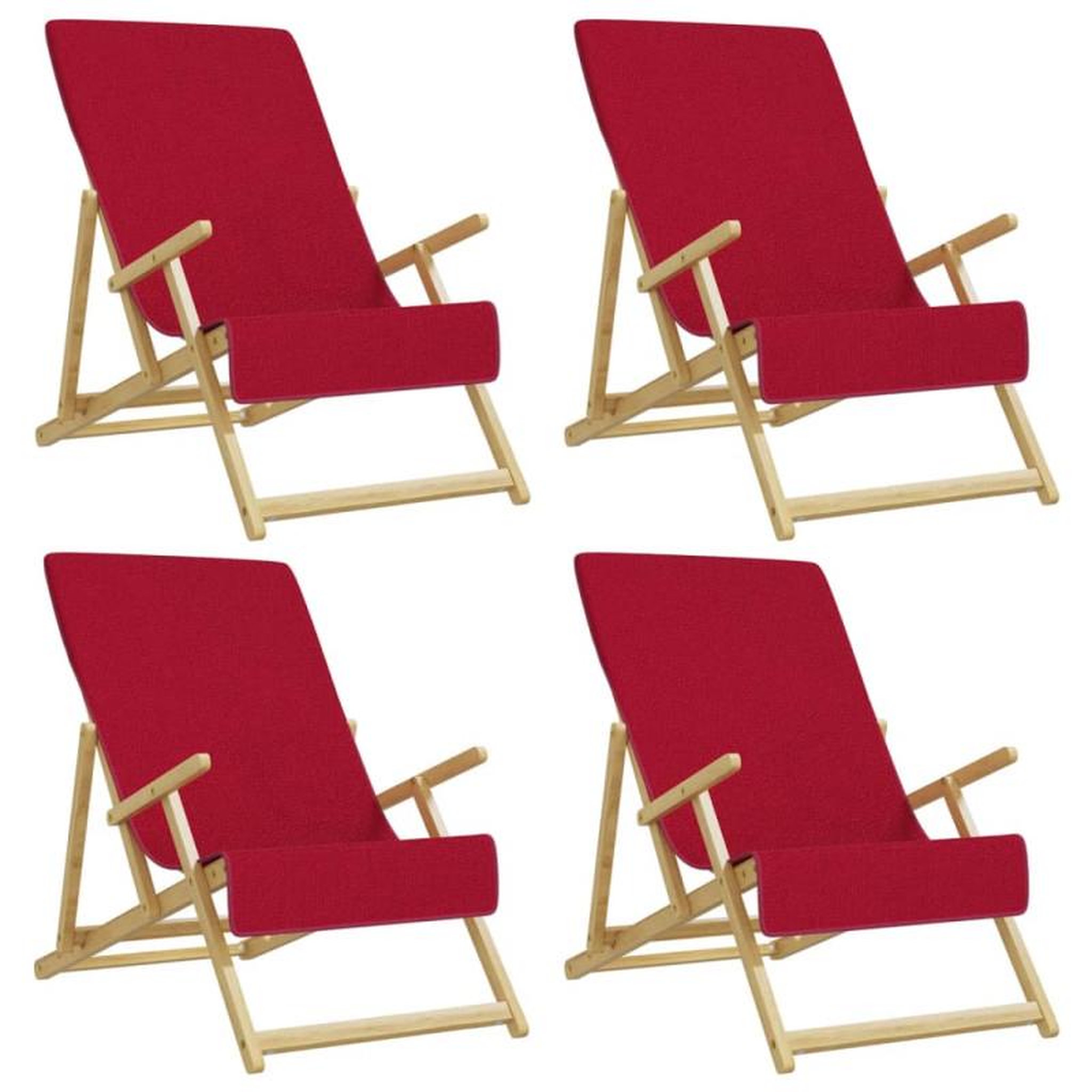 Voir la diapositive 2 : VIDAXL Serviettes de plage 4 pcs bordeaux 60x135 cm tissu 400 GSM