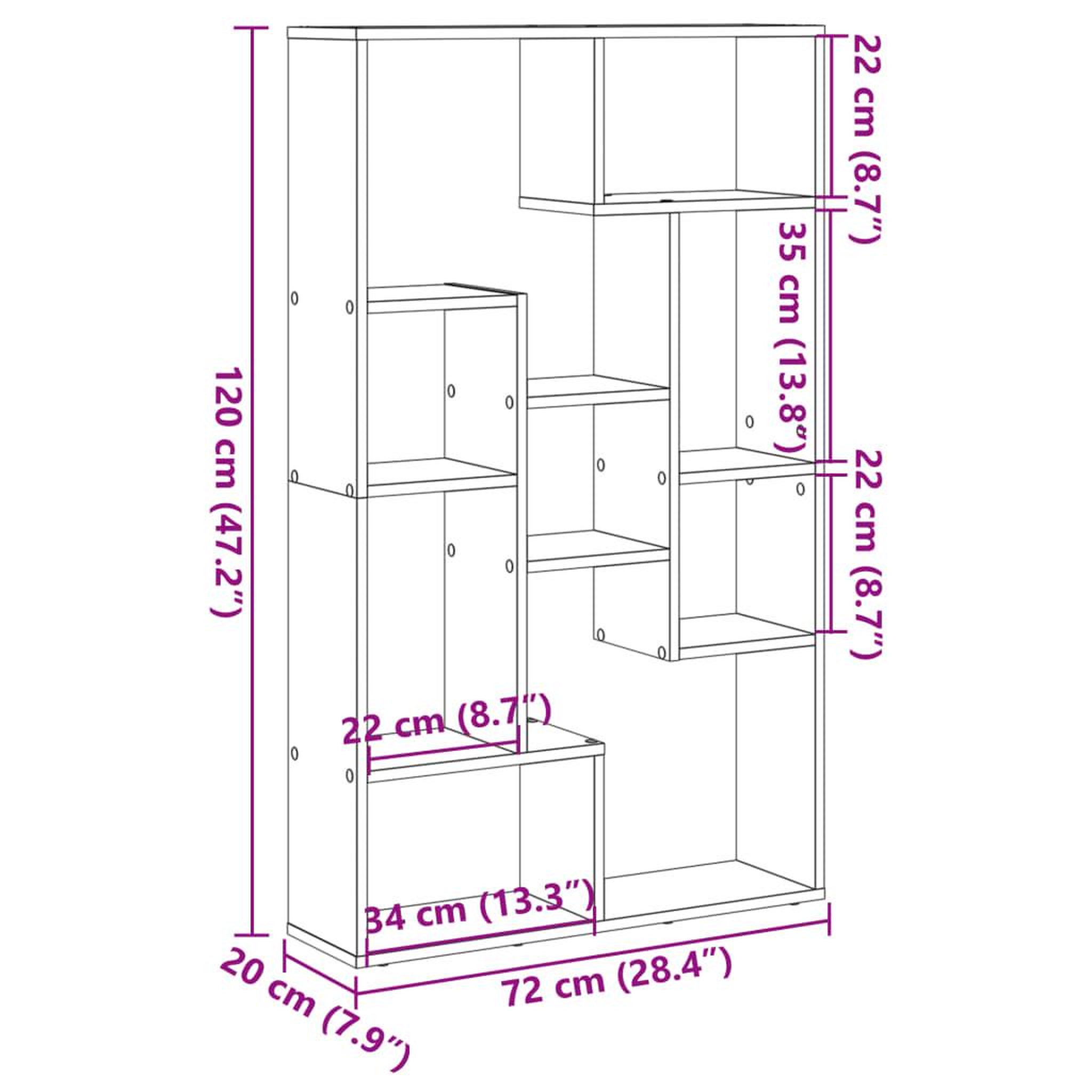 Voir la diapositive 6 : VIDAXL Bibliotheque blanc 72x20x120 cm bois d'ingenierie