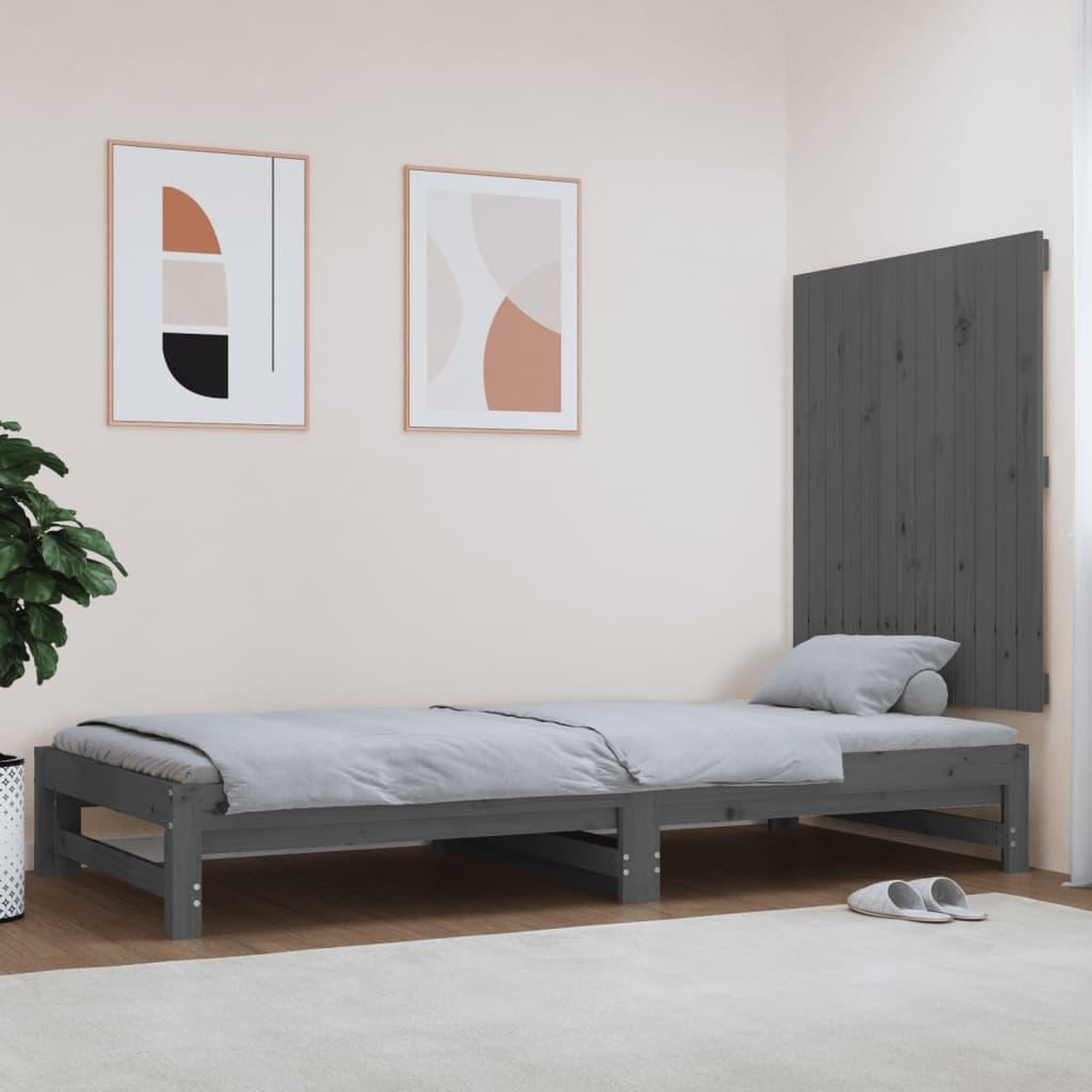 Voir la diapositive 1 : VIDAXL Tete de lit murale Gris 82,5x3x90 cm Bois massif de pin