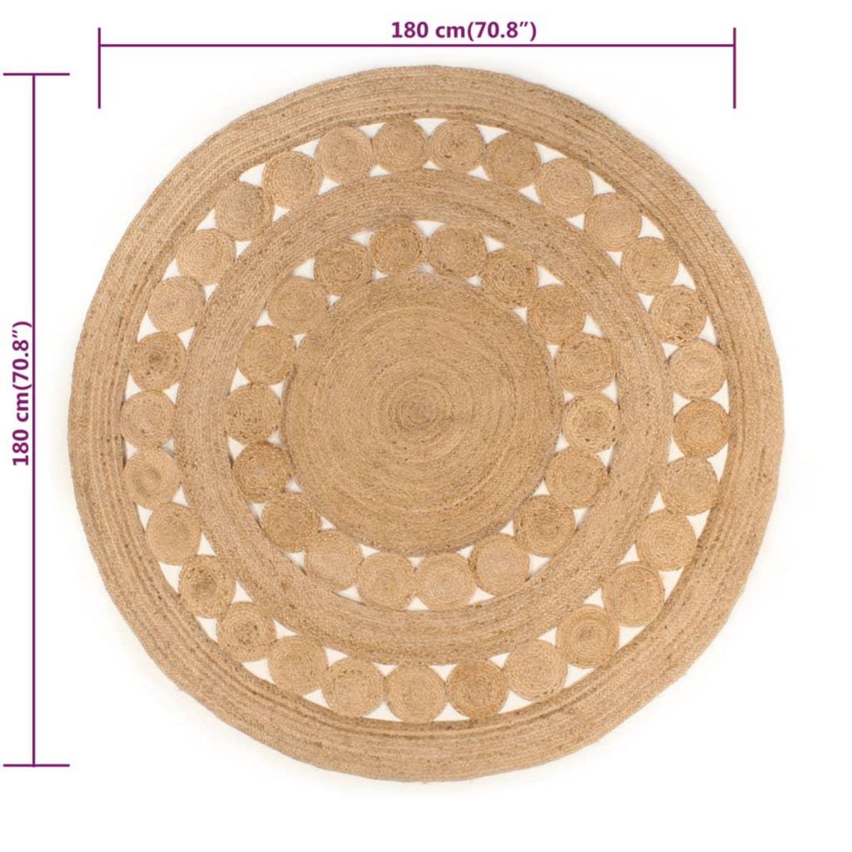 VIDAXL Tapis Design tresse Jute 180 cm Rond