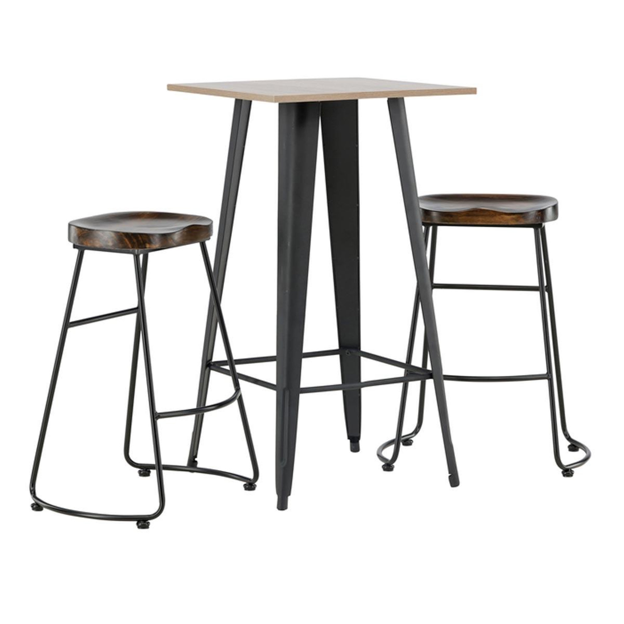 Paris Prix Ensemble table de bar & 2 tabourets  tempe & ozark  105cm noyer & noir