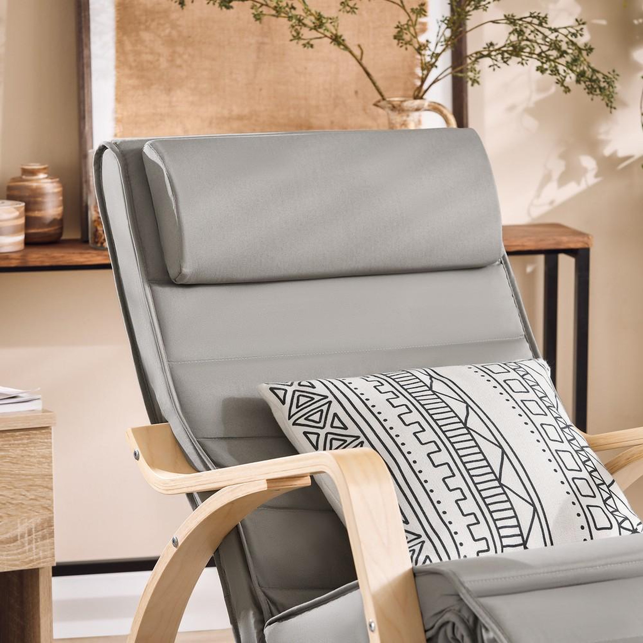 Voir la diapositive 4 : SOBUY SoBuy - Fauteuil À Bascule avec repose-pieds et appui-tête réglables - Nordique - FST16