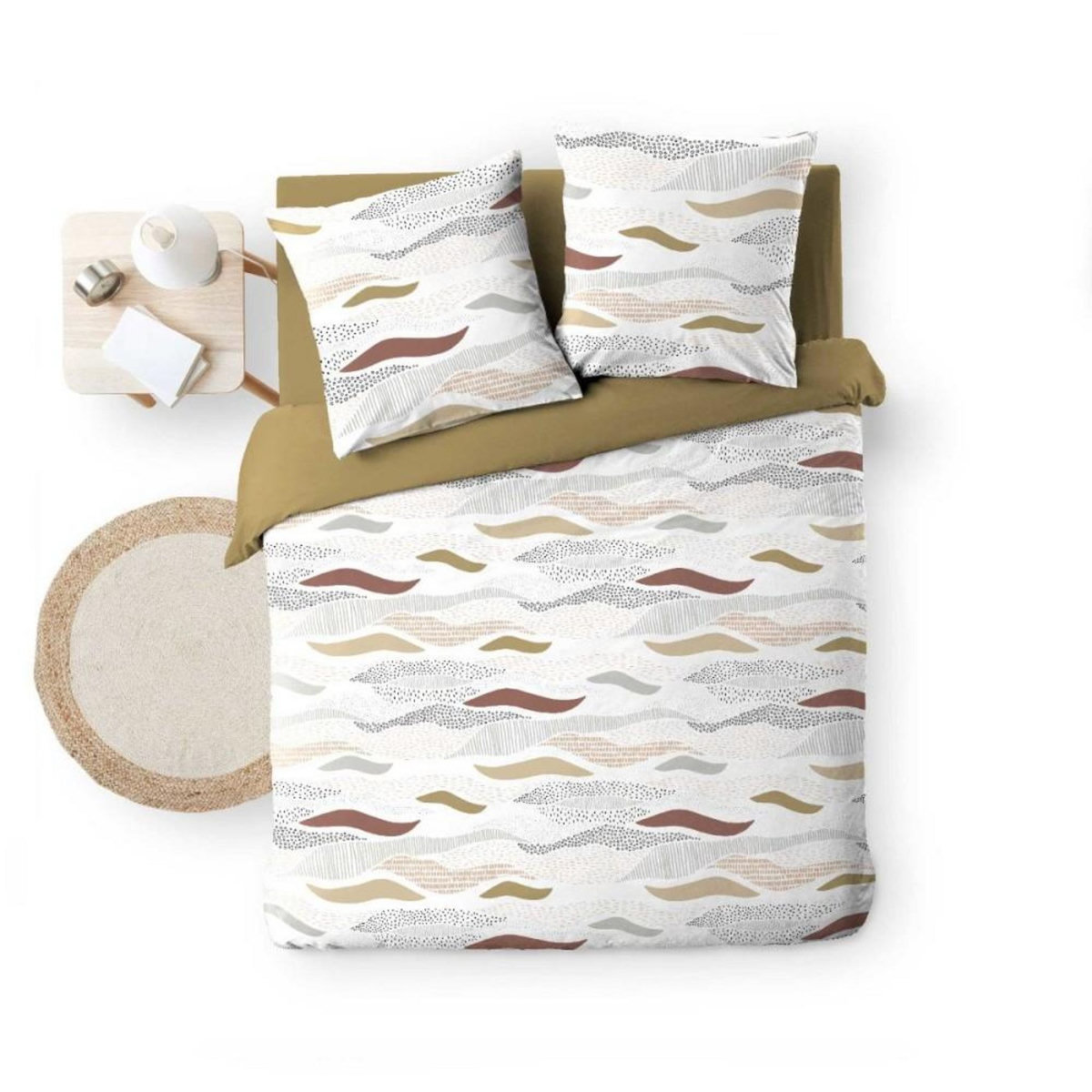 Douceur d'Intérieur Housse de couette 240x220 + 2 taies imprimées VAGUES