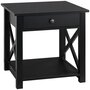 HOMCOM Table de chevet table de nuit style cosy avec croix latérales tiroir et étagère MDF noir