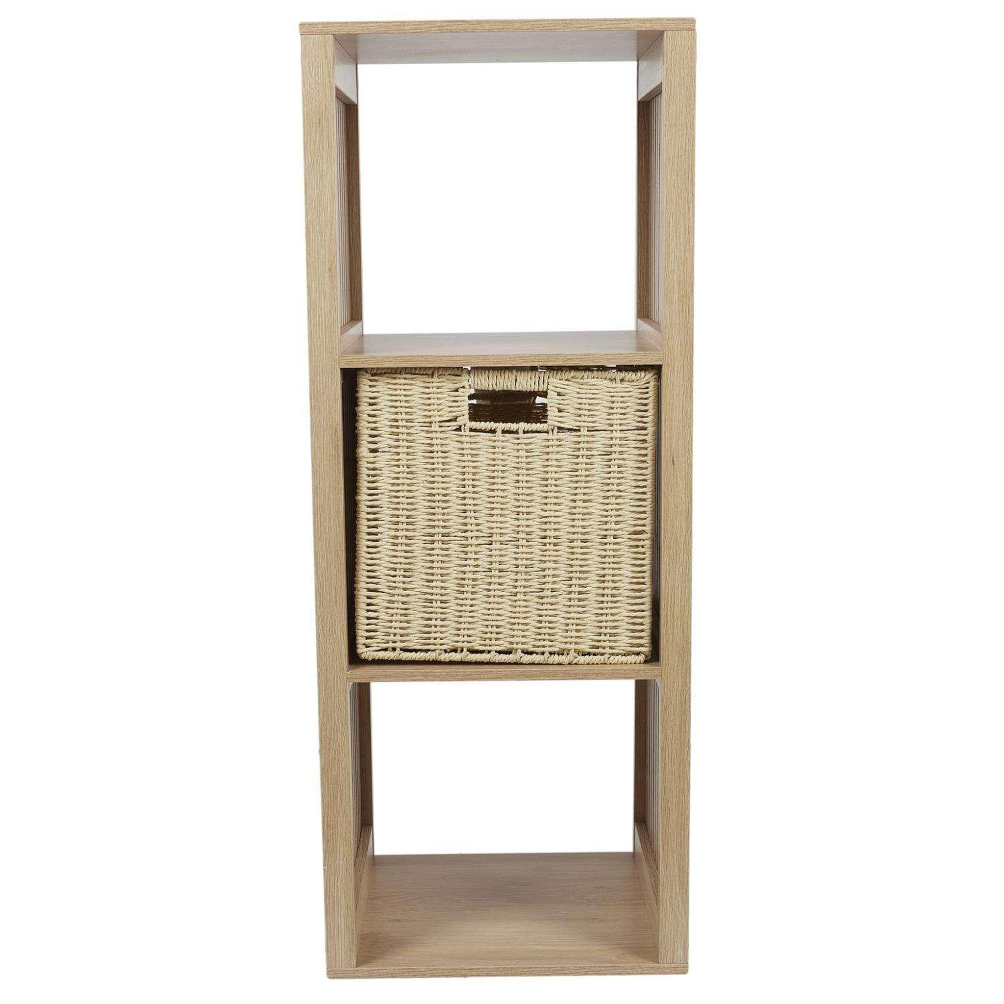 Voir la diapositive 5 : The Home Deco Factory Etagère de rangement 3 cases saulk en bois - marron
