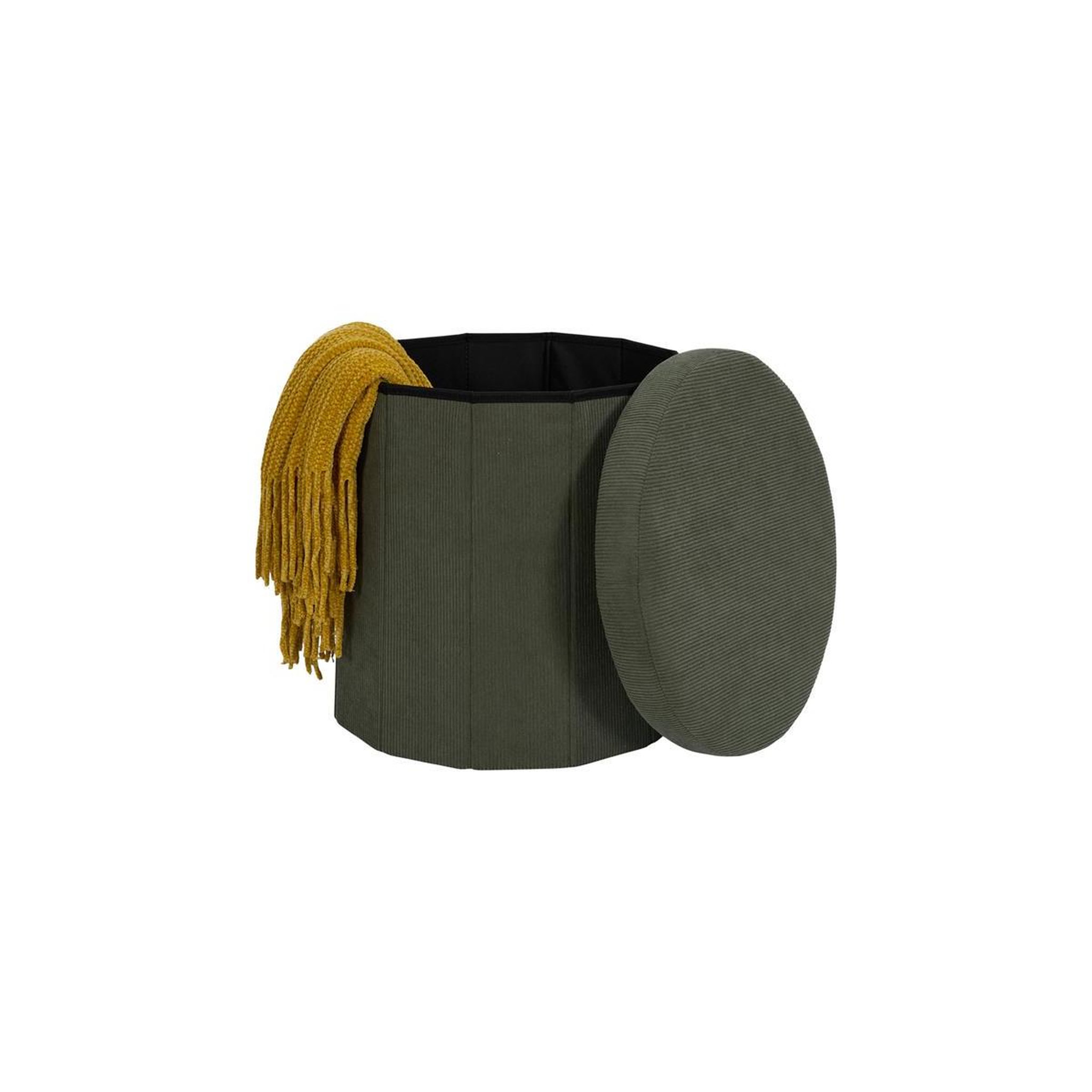 Voir la diapositive 3 : The Home Deco Factory Pouf coffre pliable côtelé  jules  38cm vert