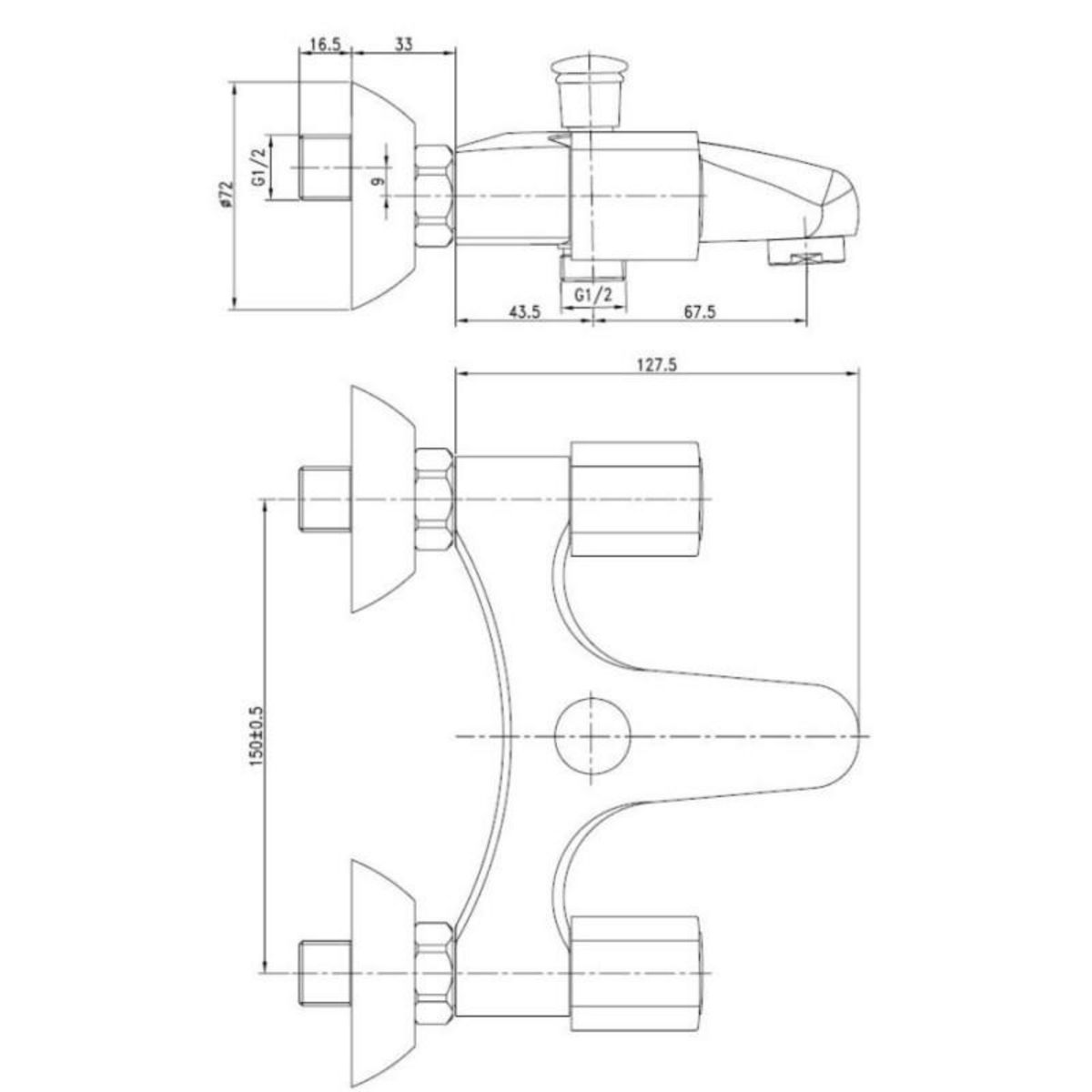 GARIS Mélangeur bain douche avec inverseur 2 positions Tempo GARIS R02 11026EC