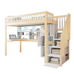 MERAX Lit mezzanine 90x200cm coloris naturel+blanc pin