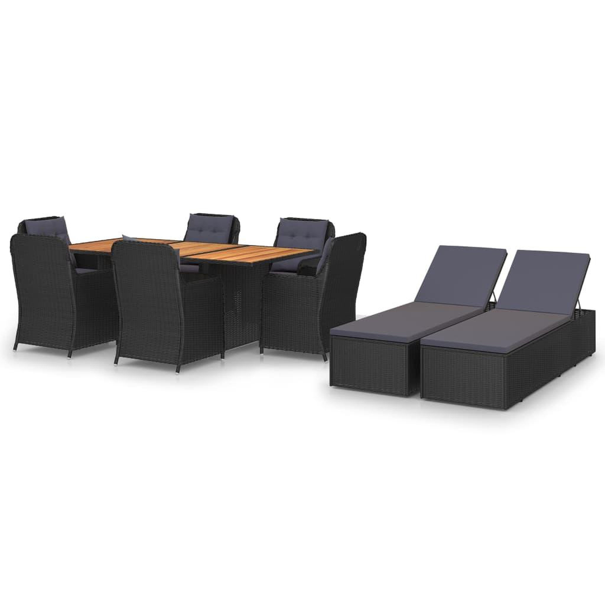 Voir la diapositive 1 : VIDAXL Ensemble a manger de jardin 9 pcs Resine tressee Noir
