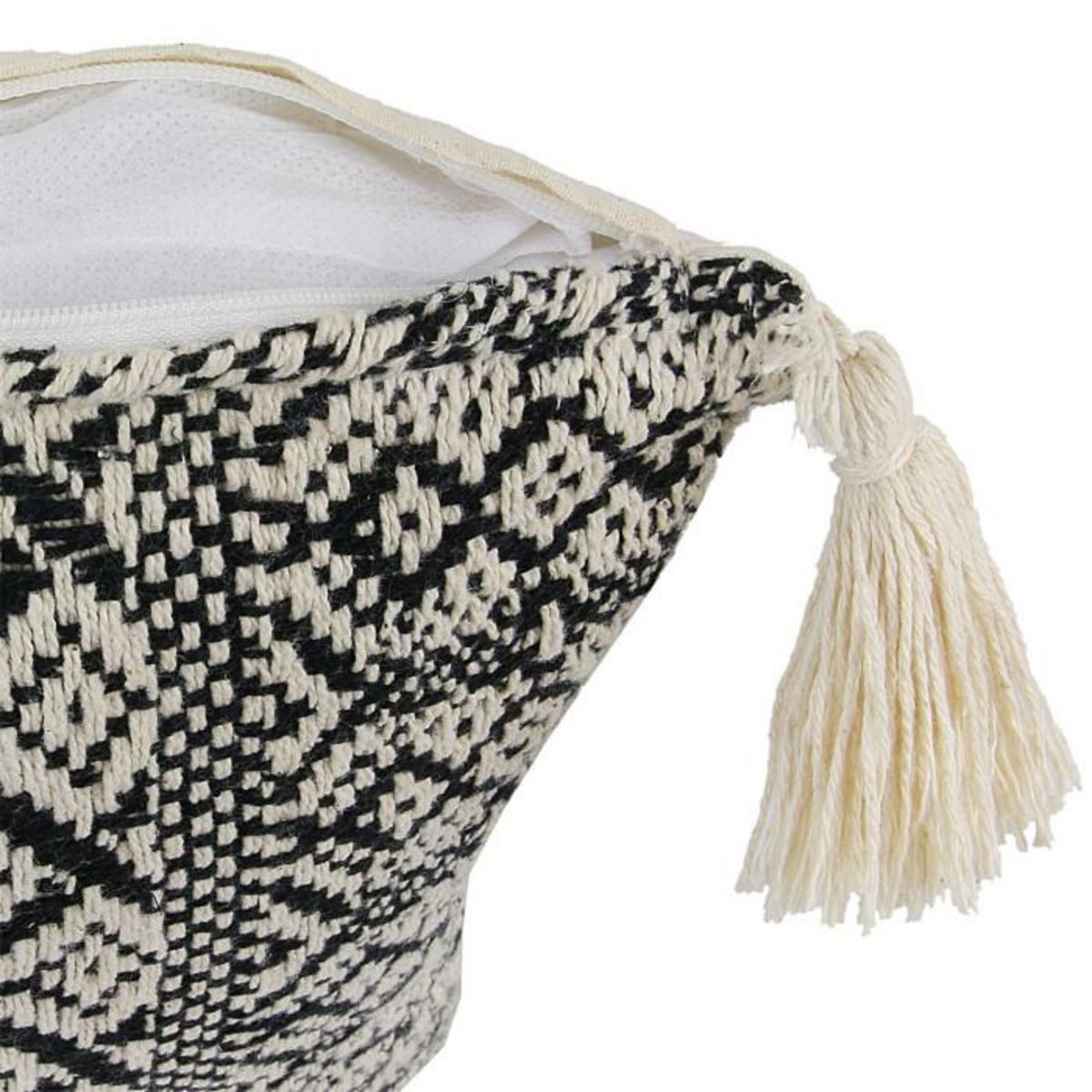 Paris Prix Coussin à Pompons  Ethnique Chic  40x40cm Noir