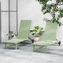 Voir la diapositive 2 : OUTSUNNY Lot de 2 bains de soleil transats inclinables - 2 roulettes - alu. textilène vert